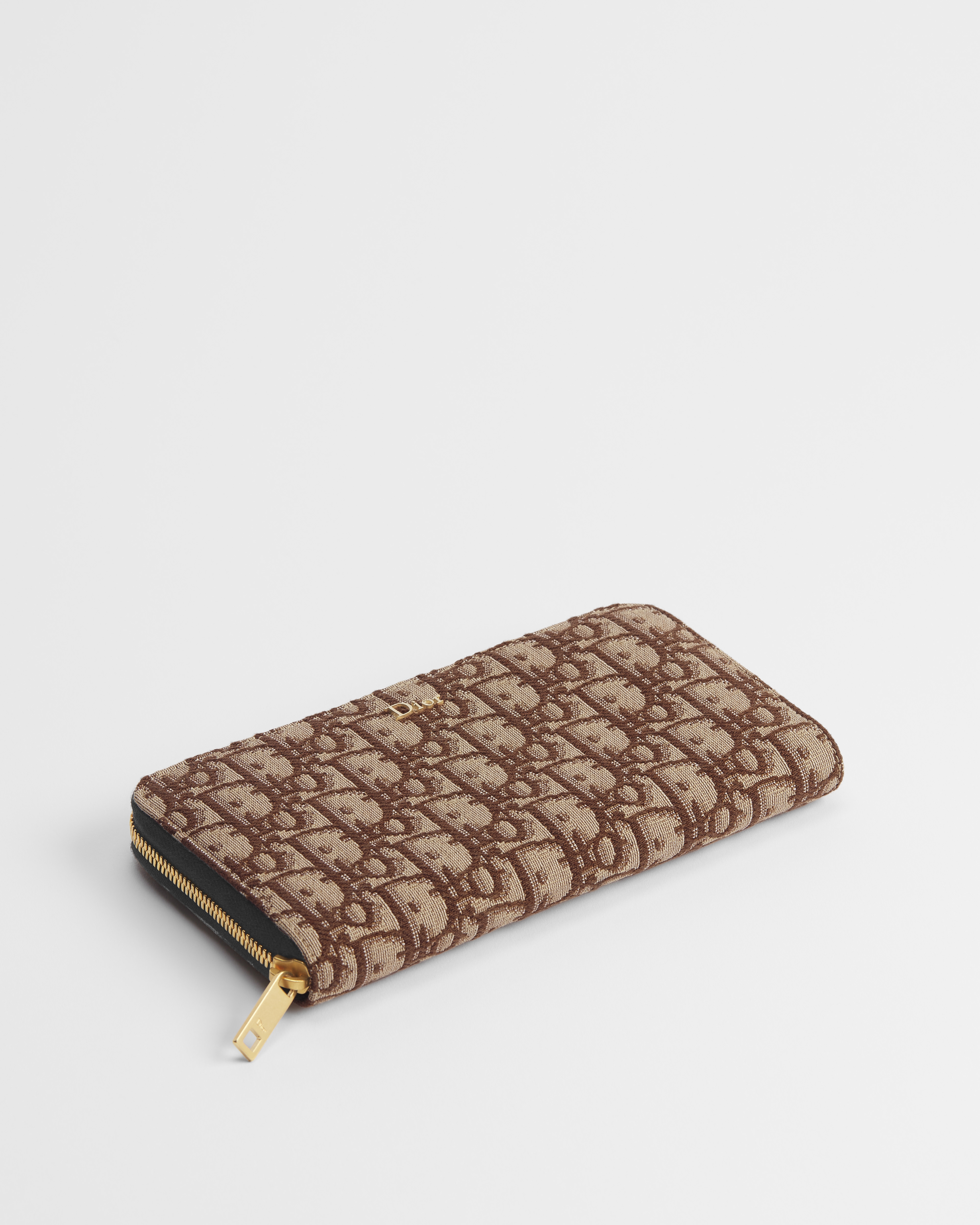 Lange portemonnee met rits Bruine Dior Oblique-Jacquard E03