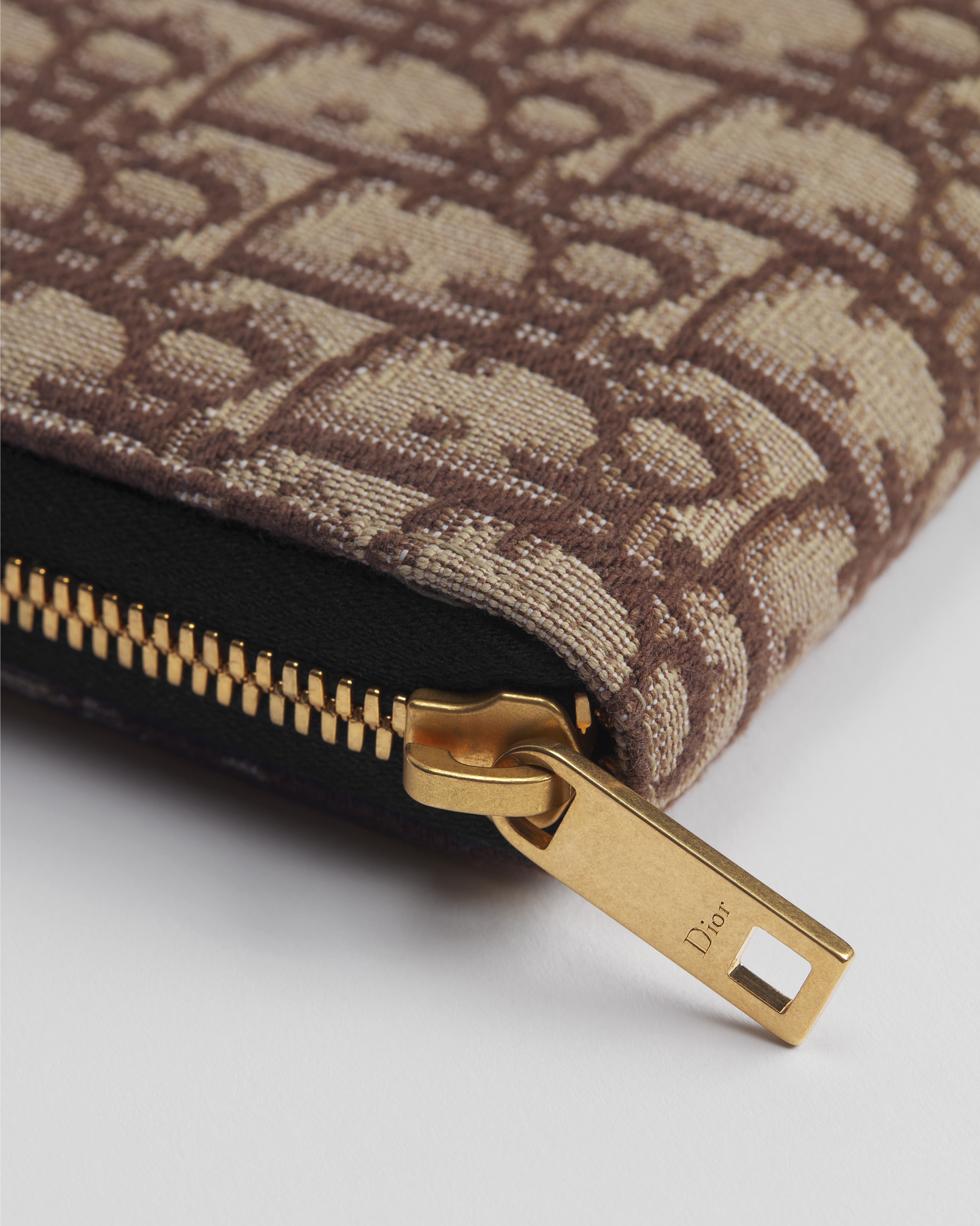 Lange portemonnee met rits Bruine Dior Oblique-Jacquard E10