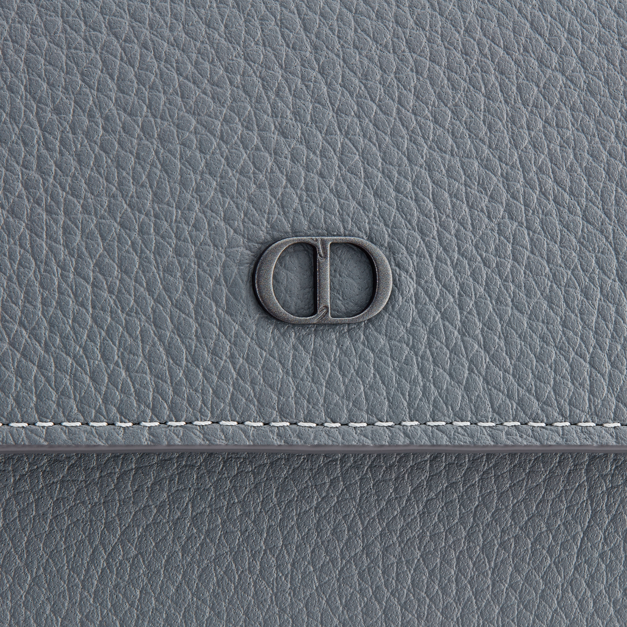 CD Icon Long Flap Wallet Deep Gray Grained Calfskin E09