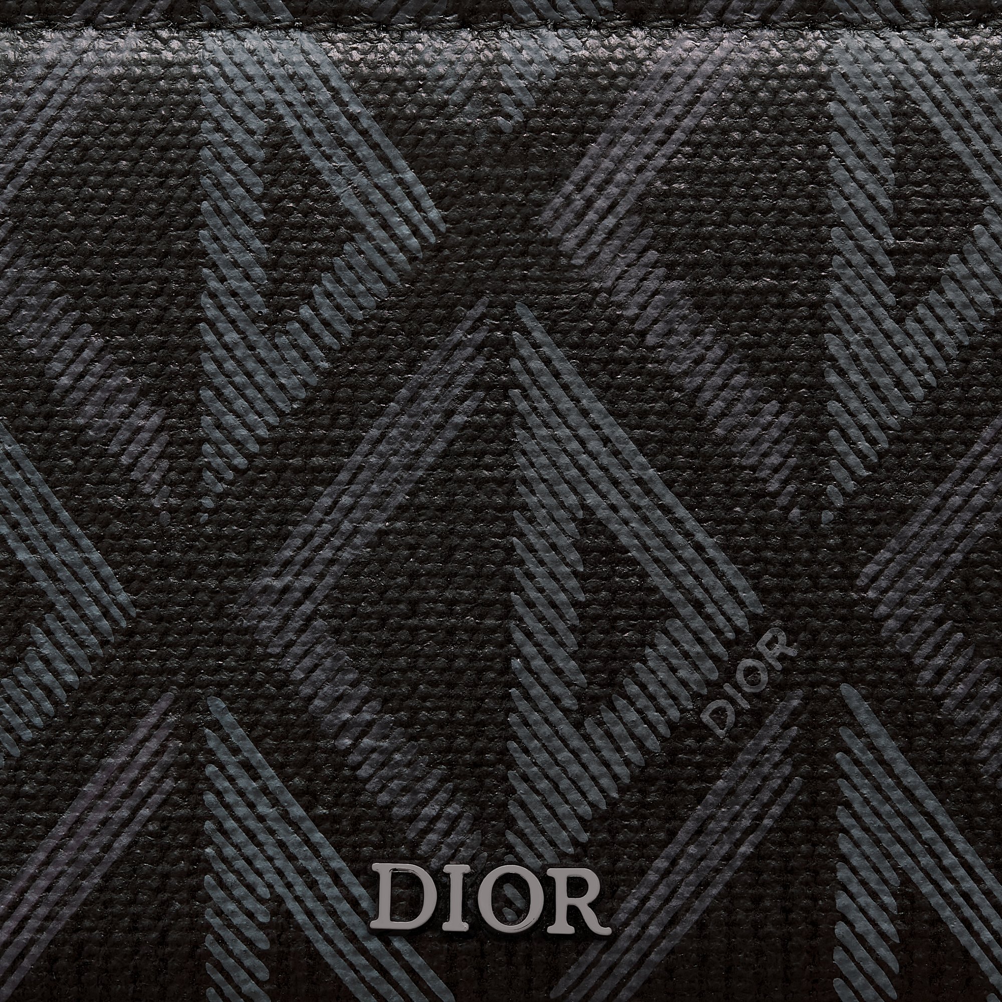 Zipped Coin Purse Black Coated Cotton Canvas with CD Diamond Print | DIOR