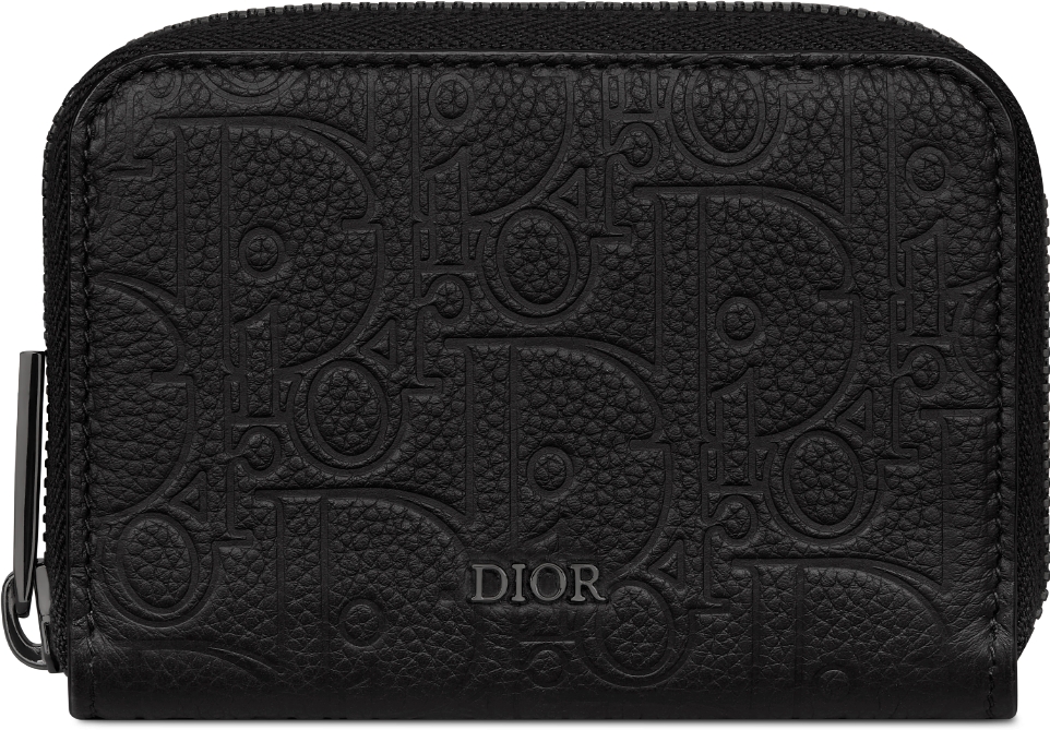 Zipped Coin Purse Black Dior Gravity Leather DIOR