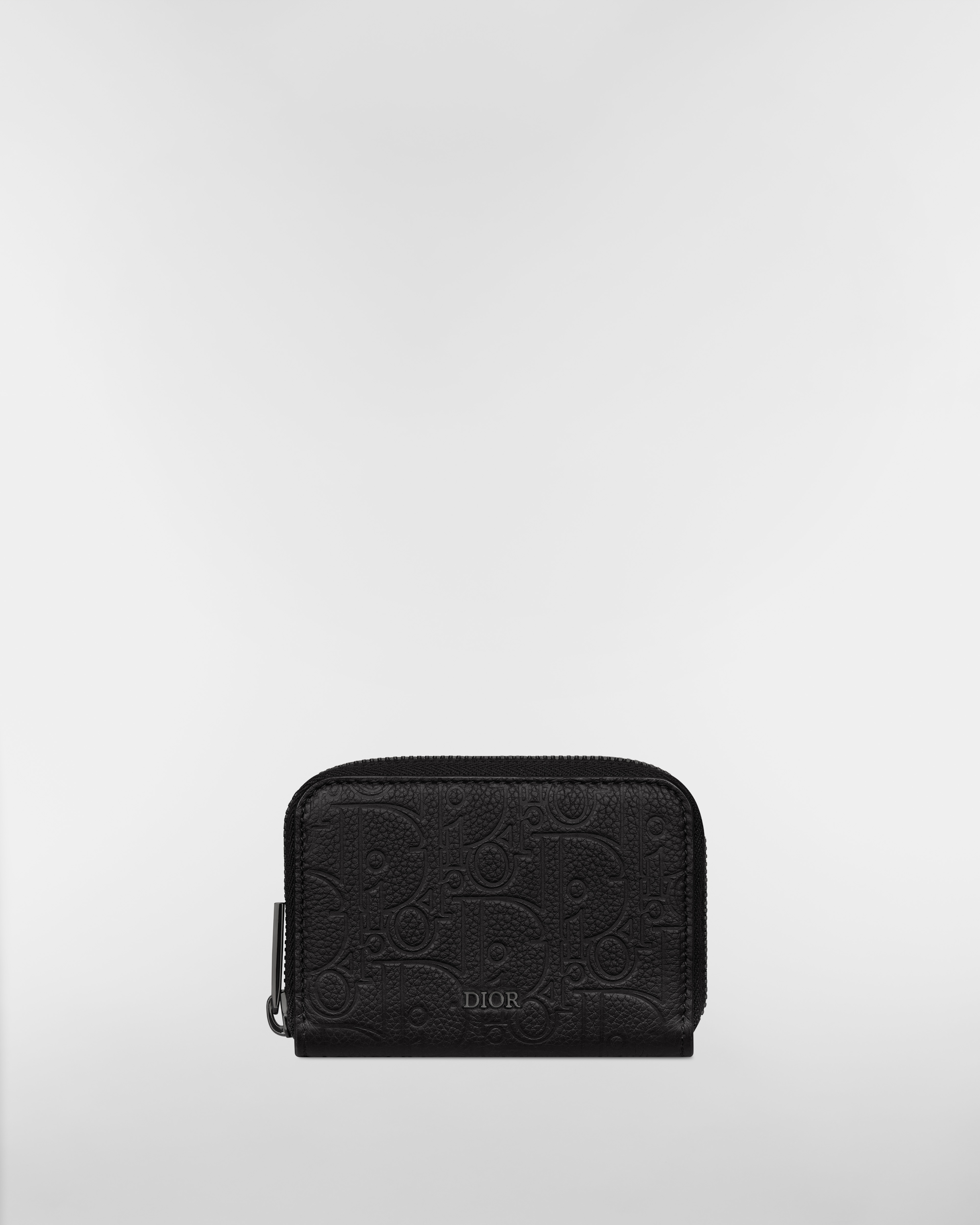 지퍼 동전 지갑 블랙 Dior Gravity 가죽 E01