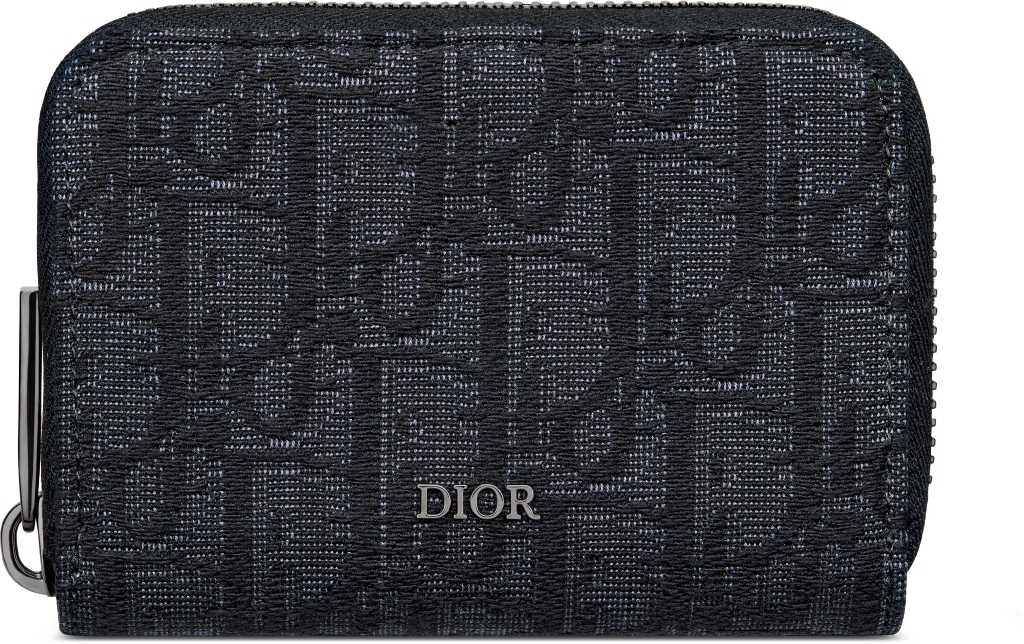 Zipped Coin Purse Beige and Black Dior Oblique jacquard DIOR