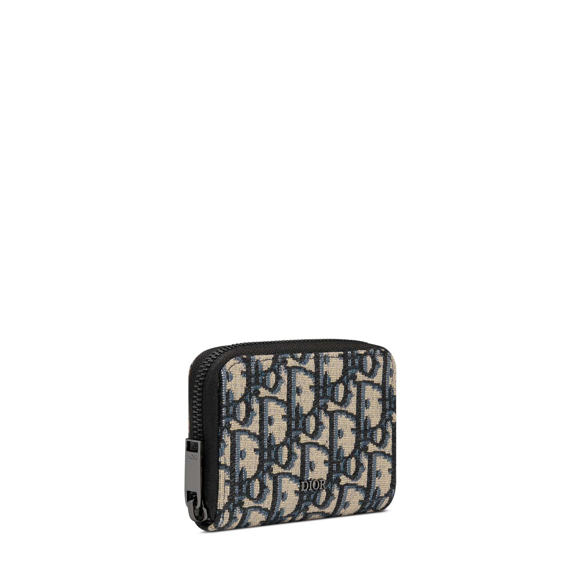 Portemonnaie mit Reißverschluss Dior Oblique Jacquard in Beige und Schwarz E03