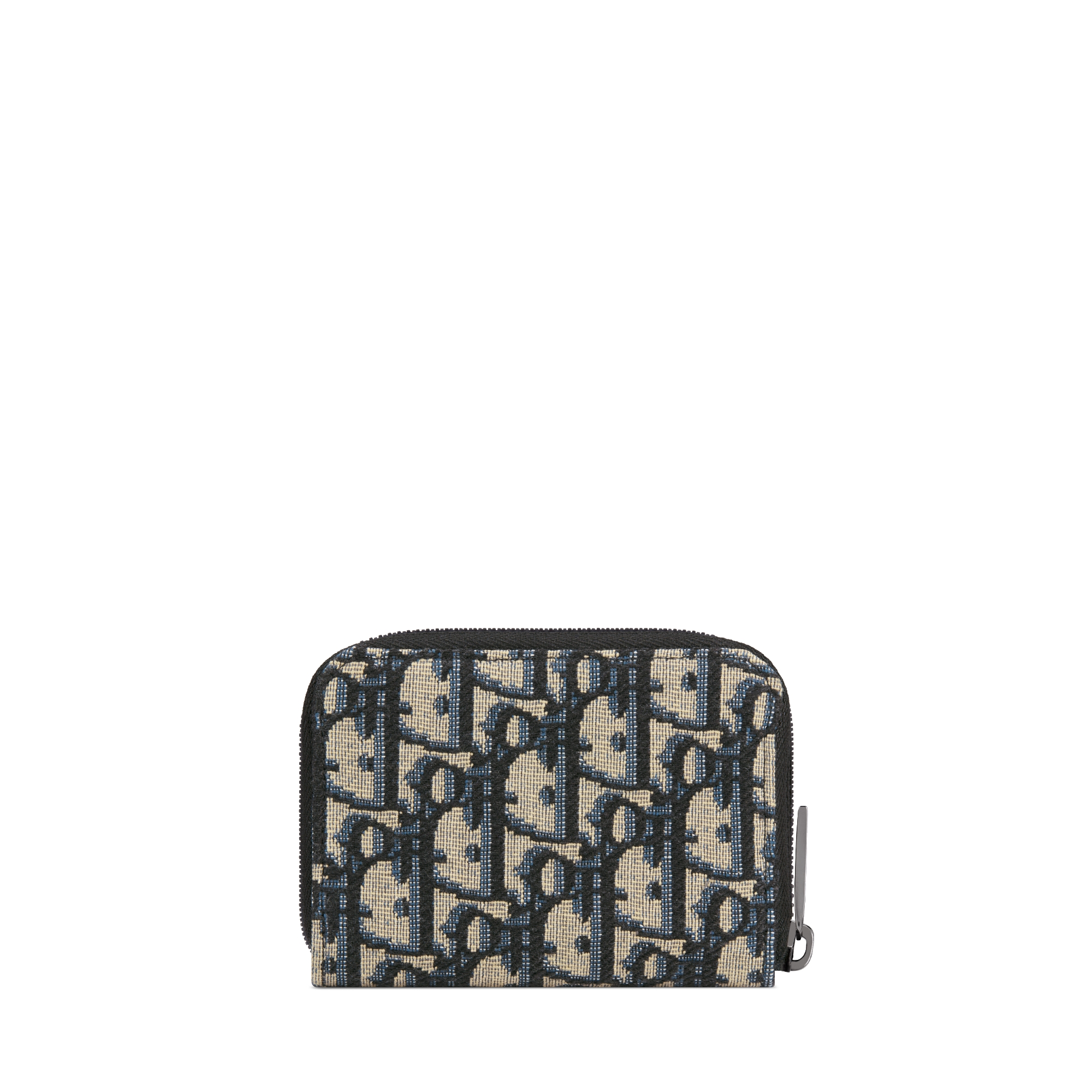 Portemonnaie mit Reißverschluss Dior Oblique Jacquard in Beige und Schwarz E08