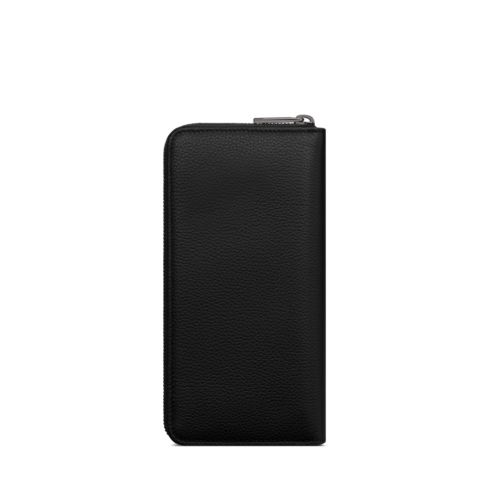Lange verticale portemonnee met rits Zwart generfd kalfsleer met CD Icon-kenmerk E08