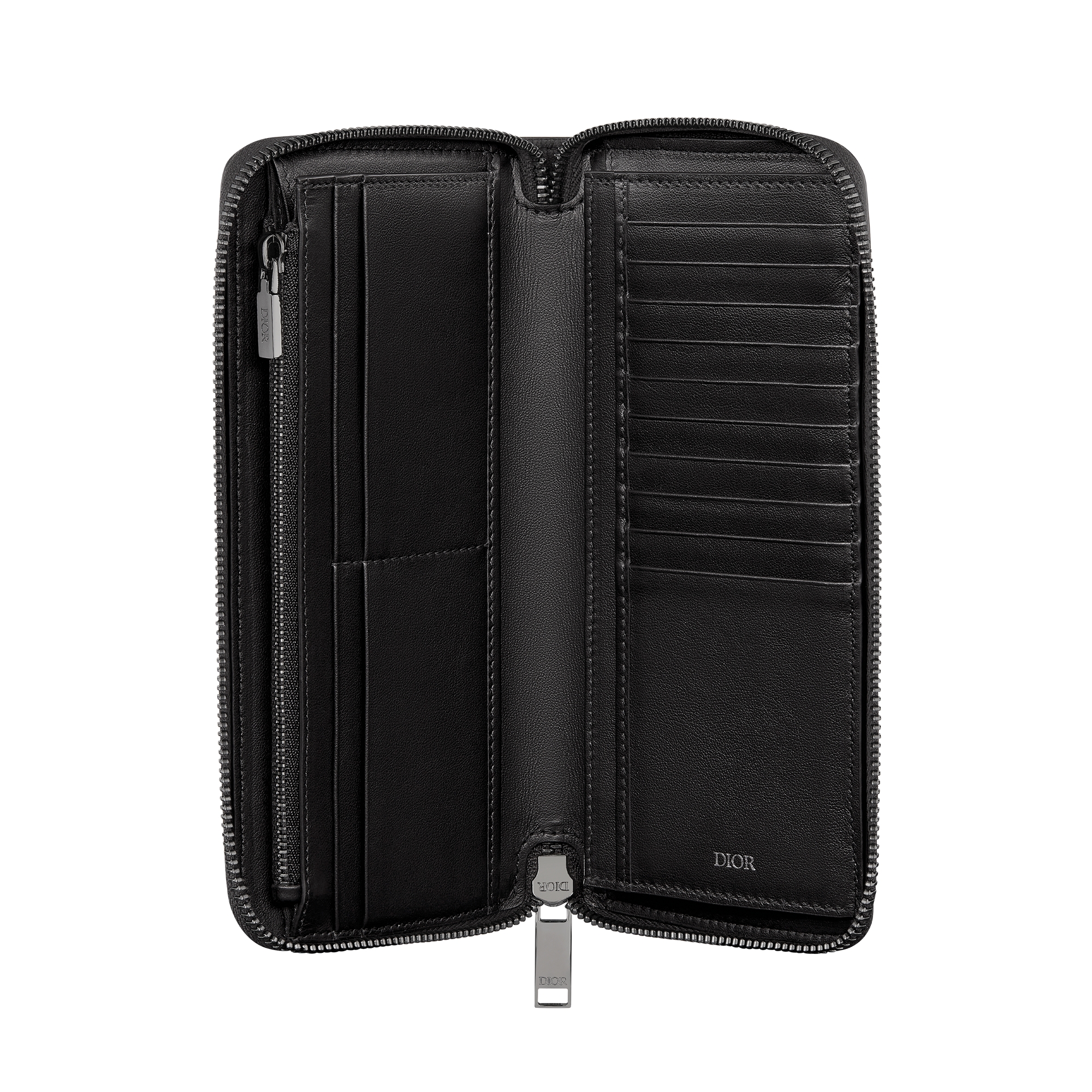 Long Vertical Zipped Wallet Black Dior Oblique Jacquard E07