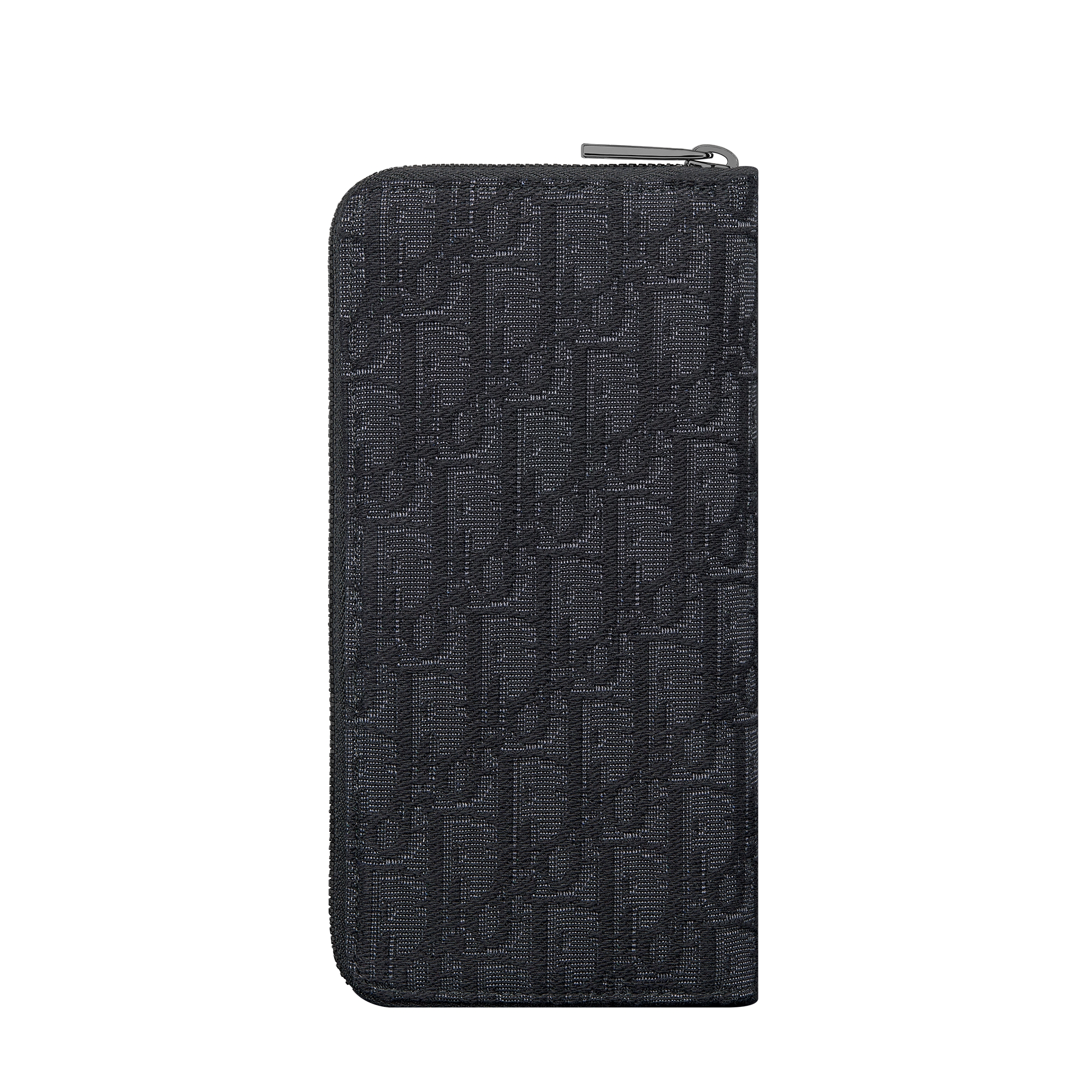 Long Vertical Zipped Wallet Black Dior Oblique Jacquard E08