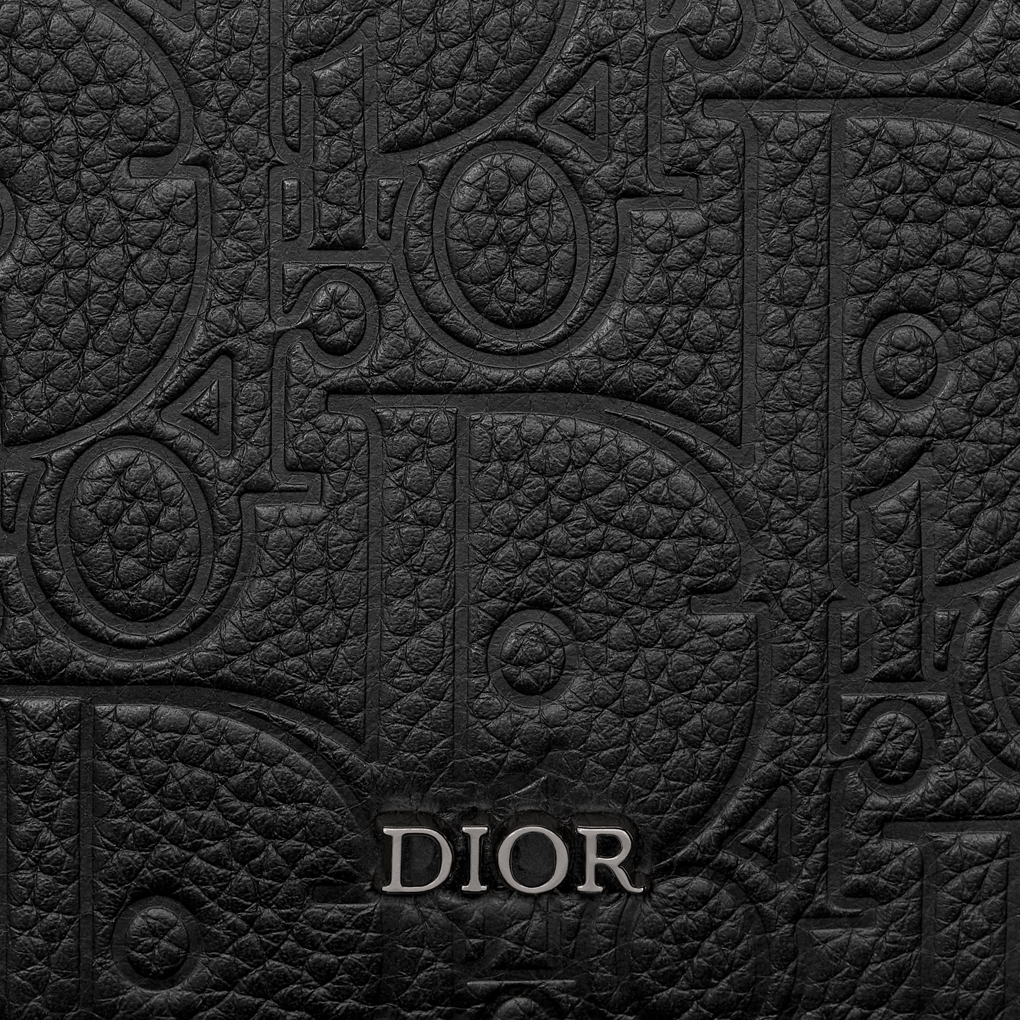 스플릿 링 지퍼 카드 지갑 블랙 Dior Gravity 가죽 E09