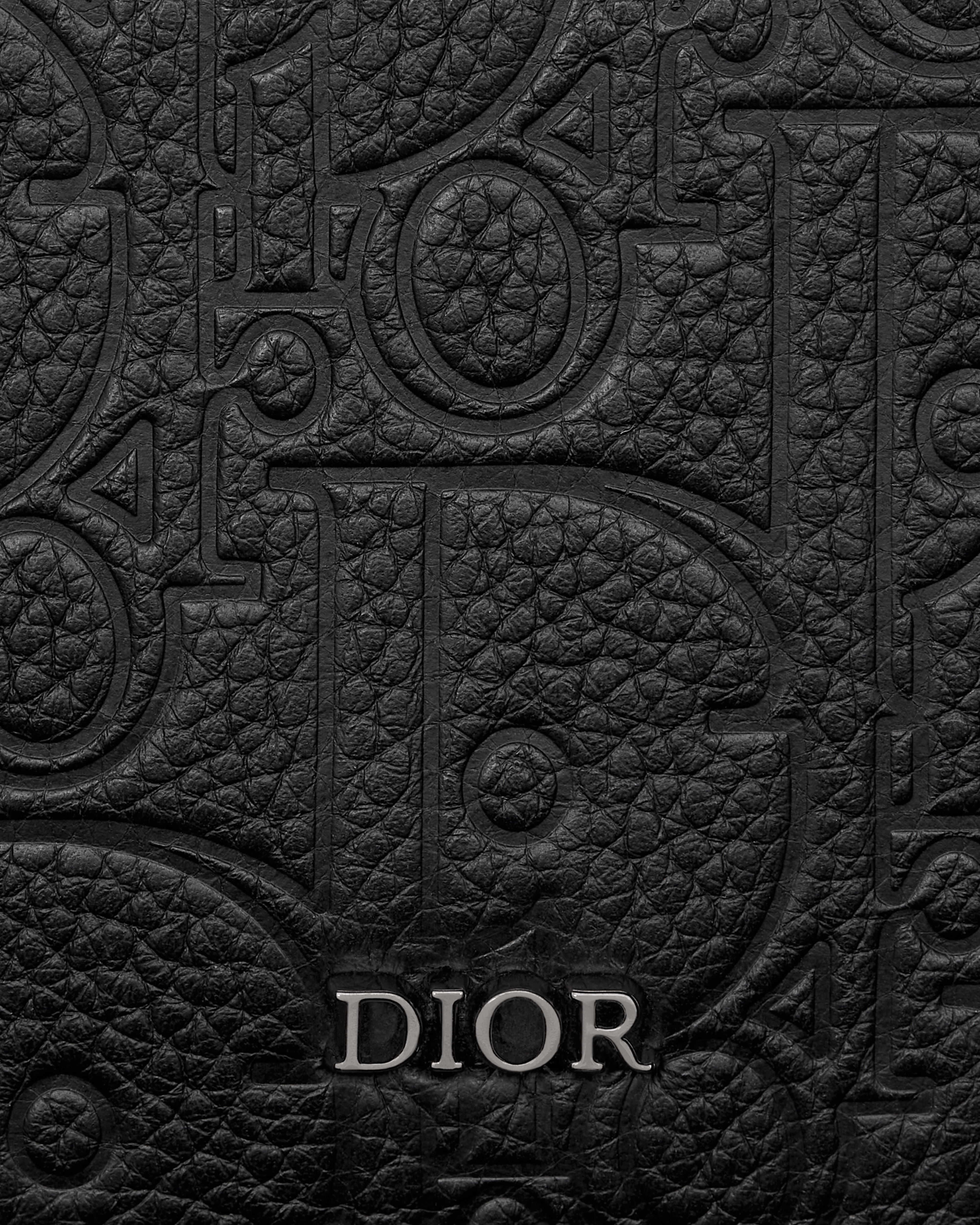 스플릿 링 지퍼 카드 지갑 블랙 Dior Gravity 가죽 E09