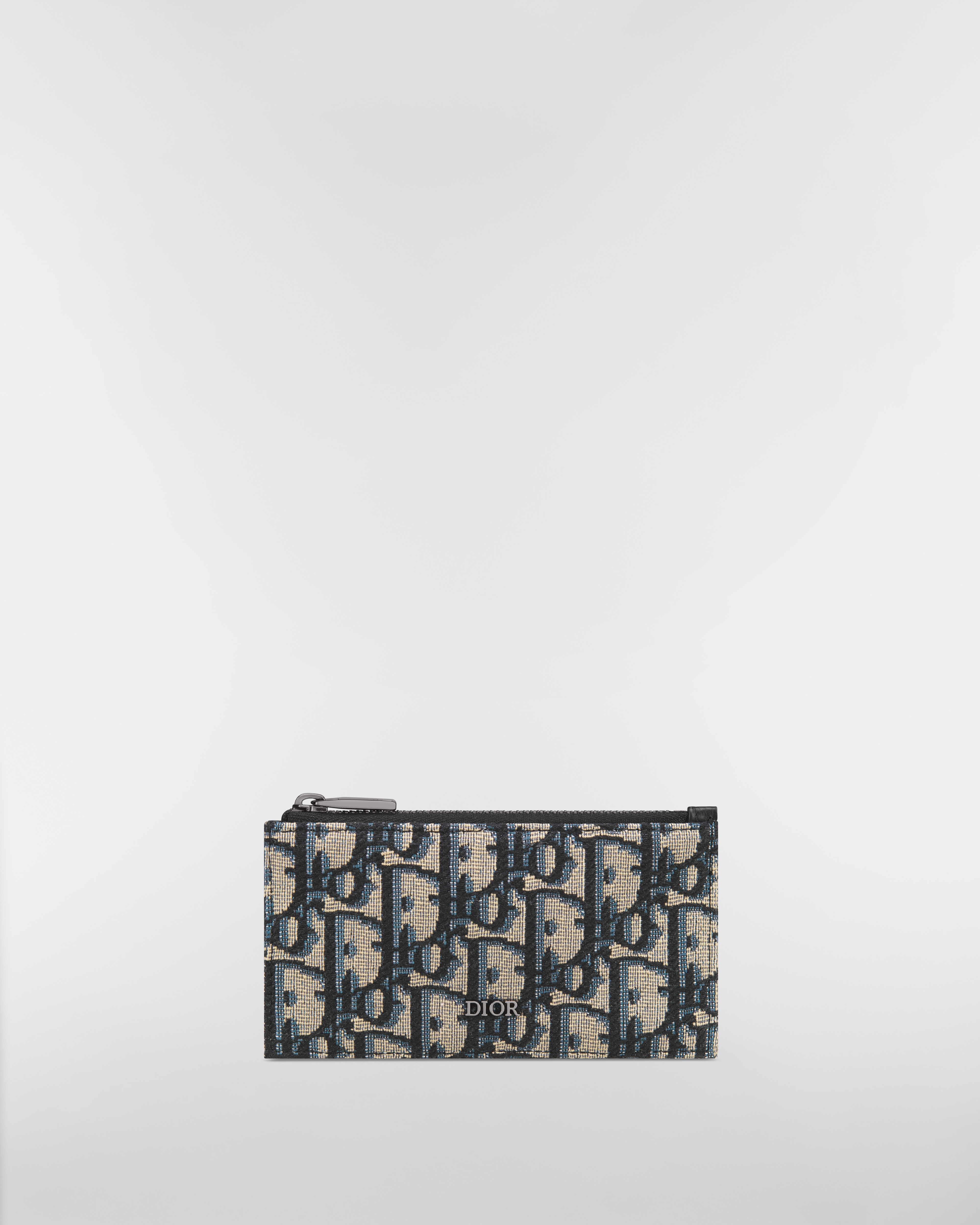 Zipped Card Holder with Split Ring Black Dior Oblique Jacquard and ...