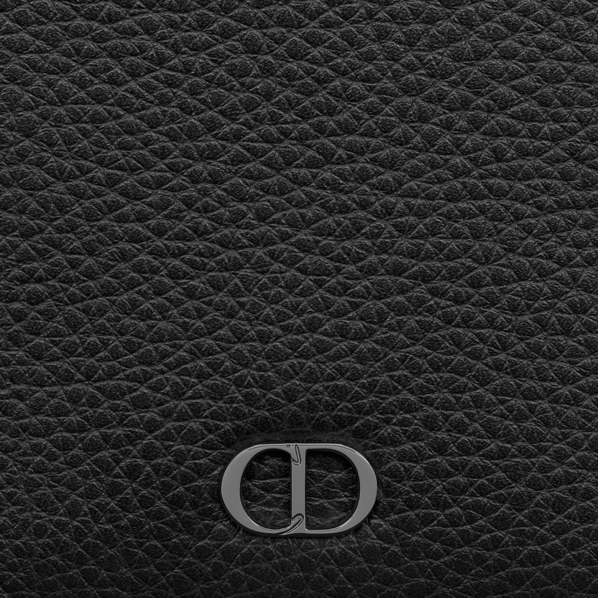 Porte-cartes compact vertical CD Icon Cuir de veau grainé noir E09