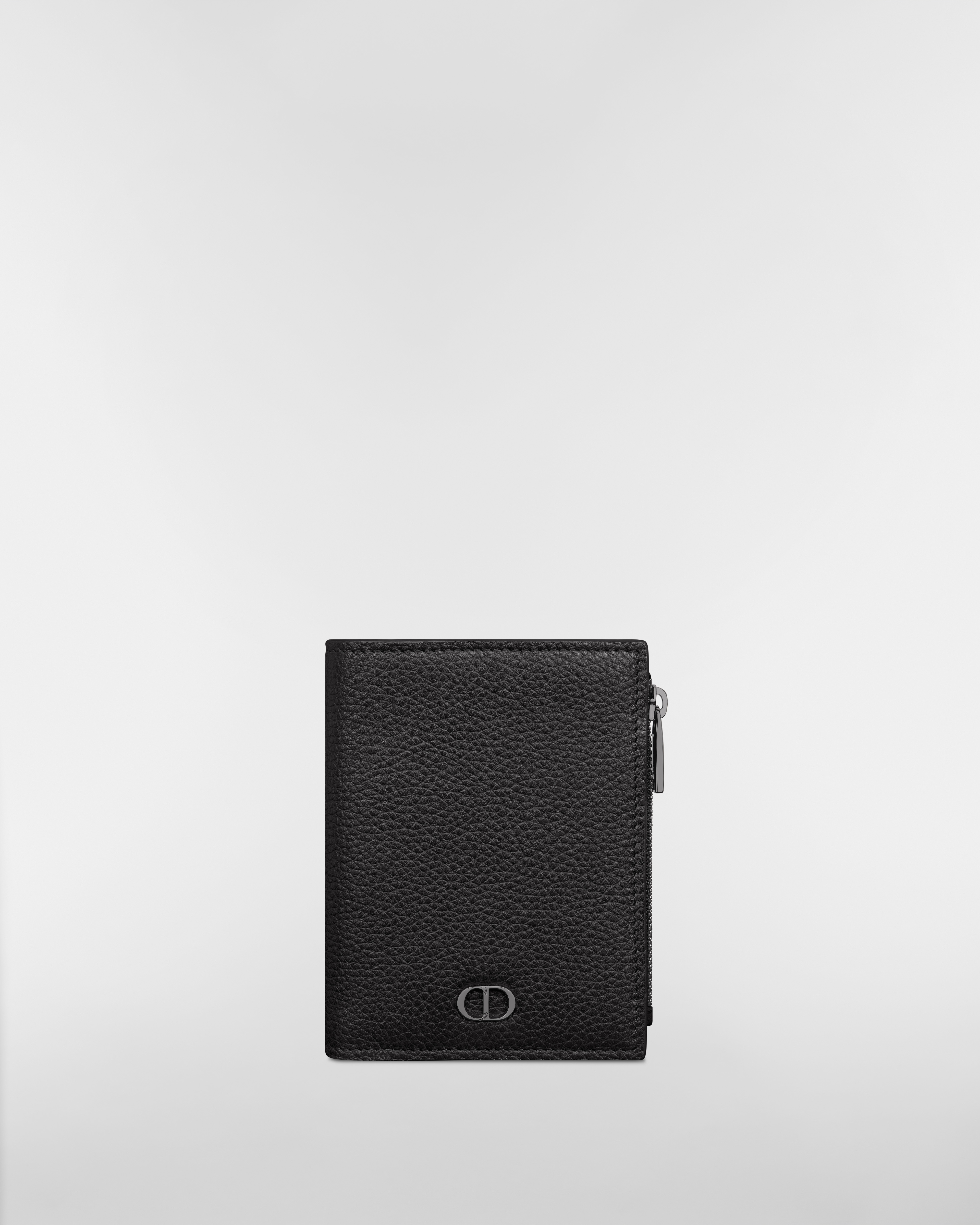 Porte-cartes compact vertical CD Icon Cuir de veau grainé noir E01