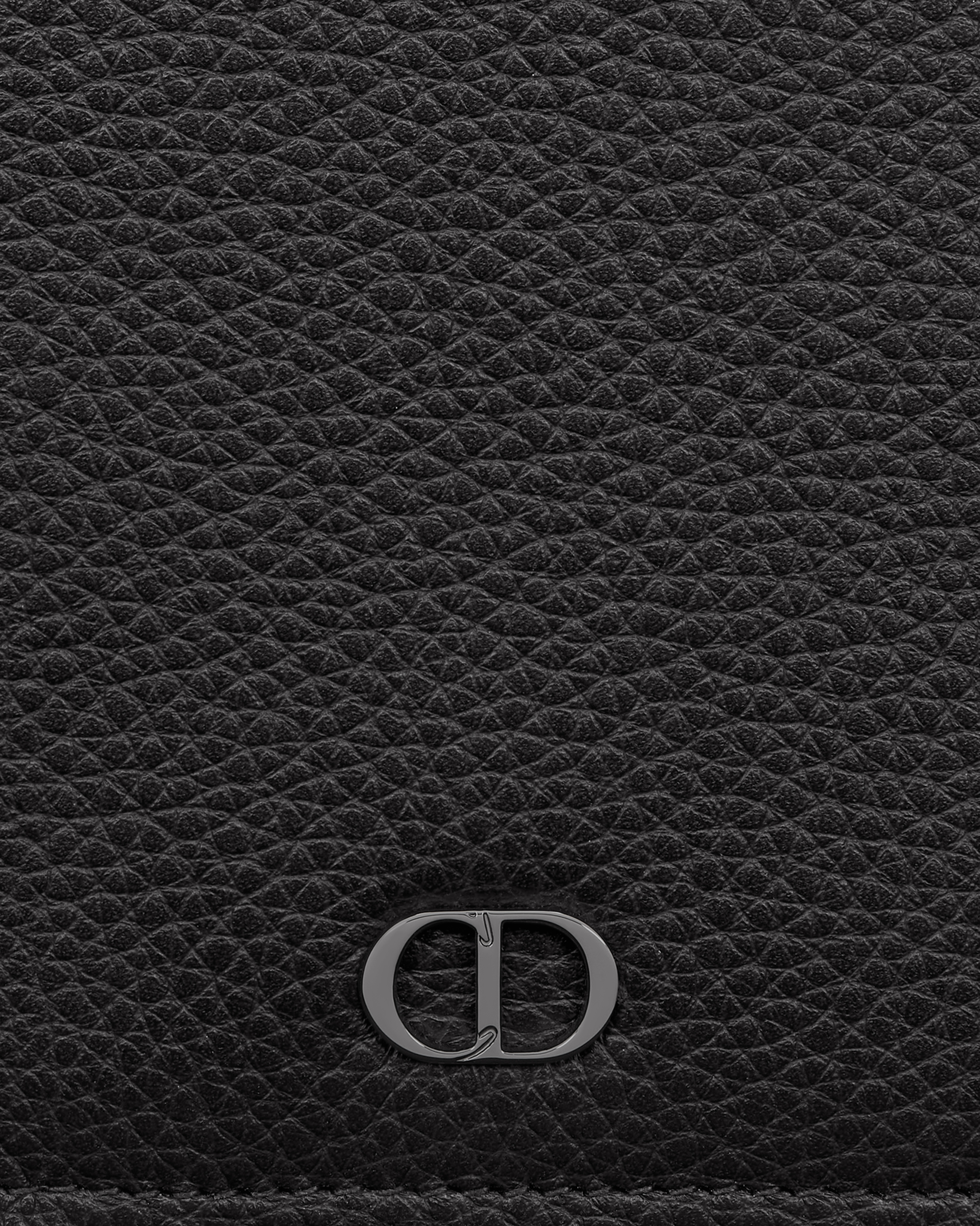 Porte-cartes compact vertical CD Icon Cuir de veau grainé noir E09