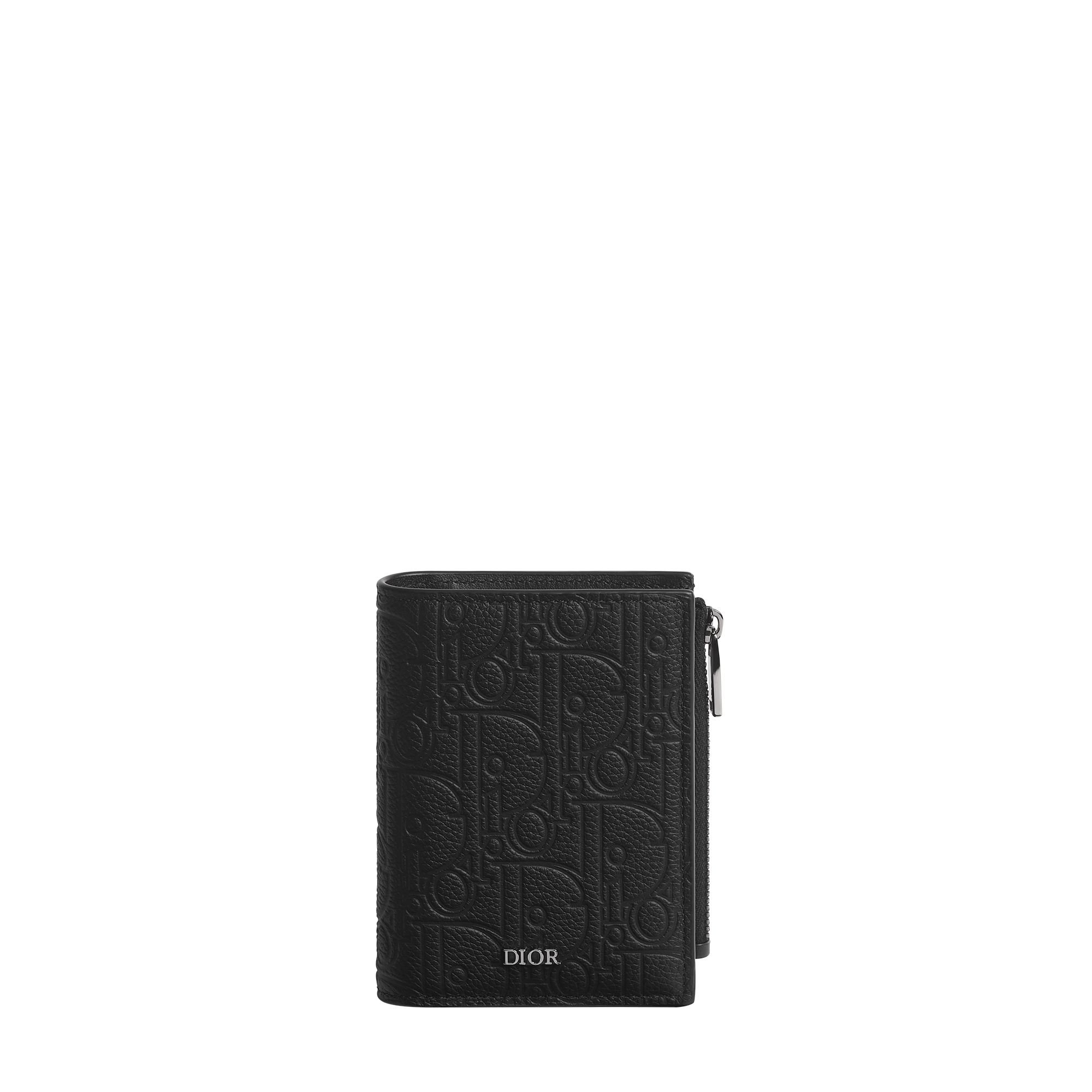 Vertical Compact Card Holder Black Dior Gravity Leather E01