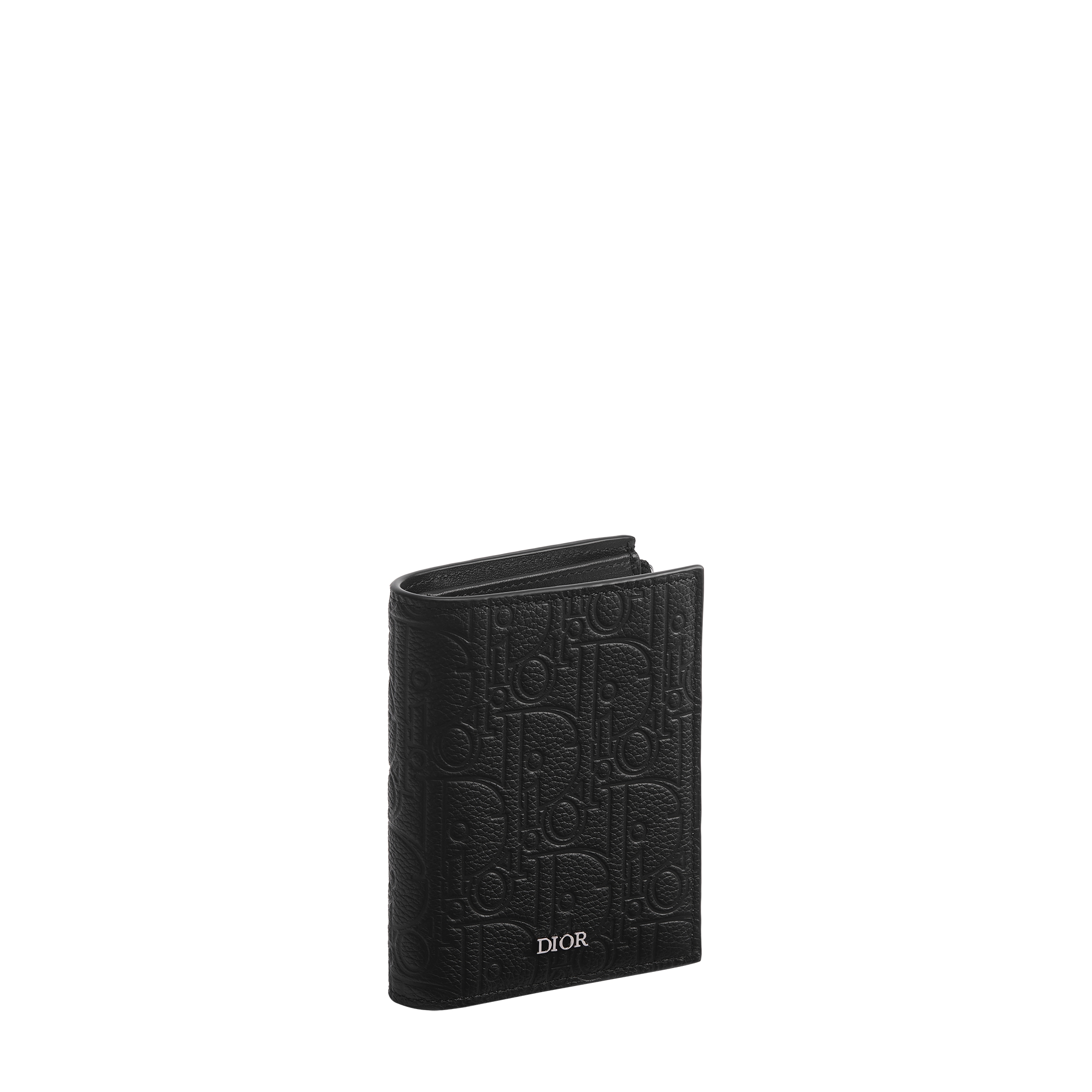 Vertical Compact Card Holder Black Dior Gravity Leather E03