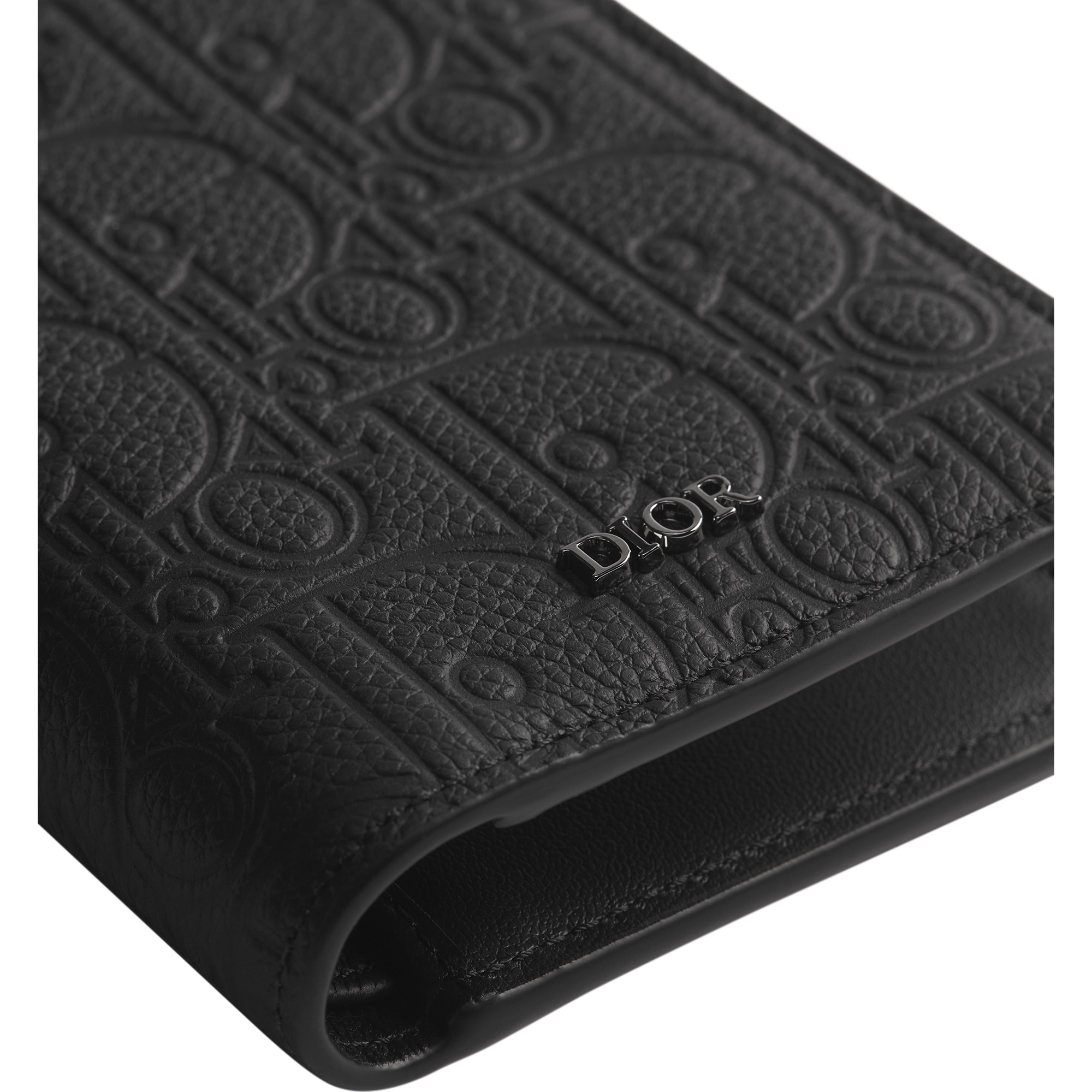 Vertical Compact Card Holder Black Dior Gravity Leather E09