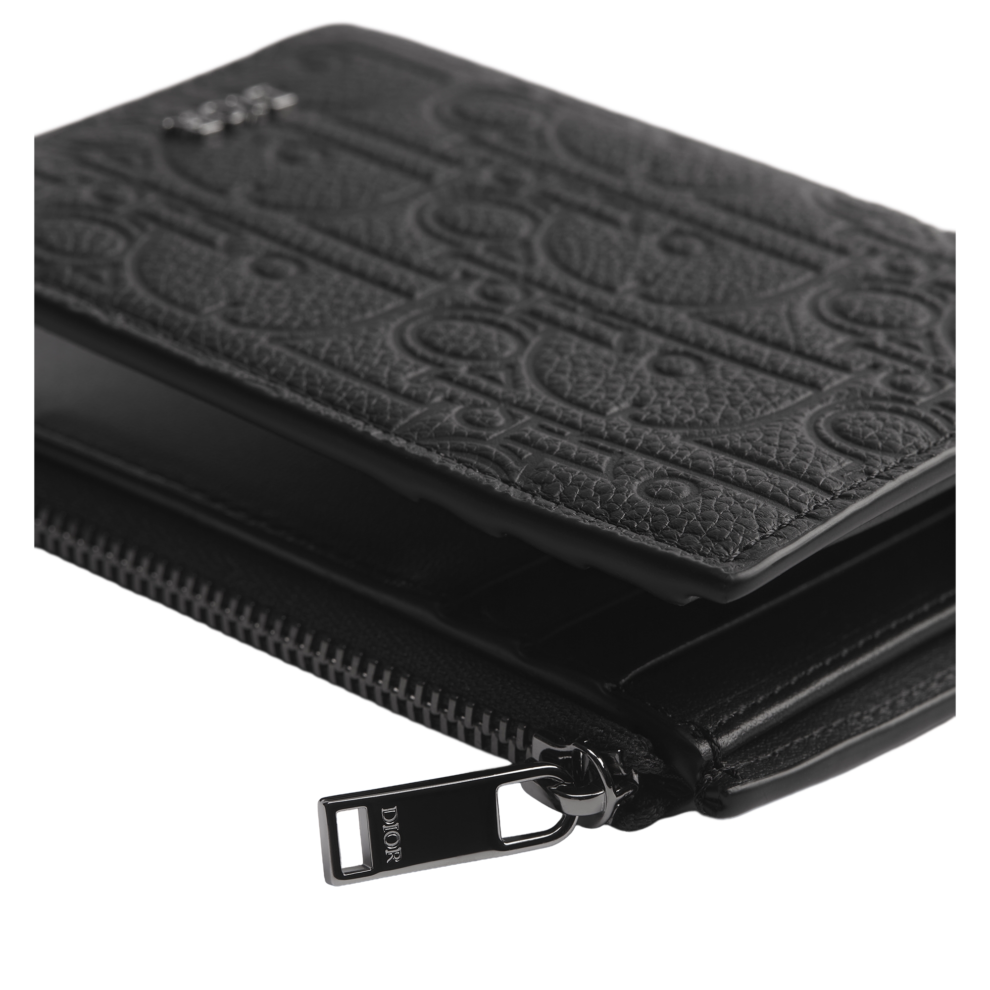 Vertical Compact Card Holder Black Dior Gravity Leather E10