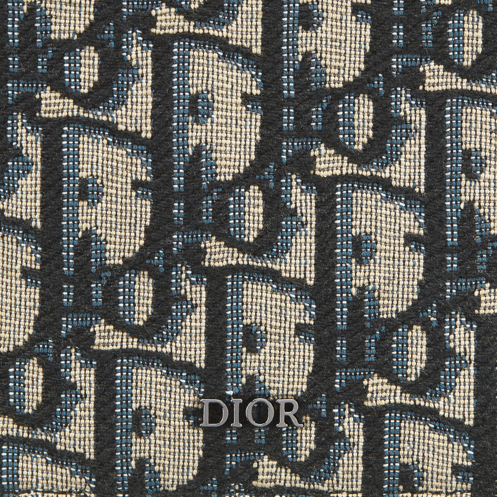 버티컬 컴팩트 카드 지갑 베이지 & 블랙 Dior Oblique 자카드 E09