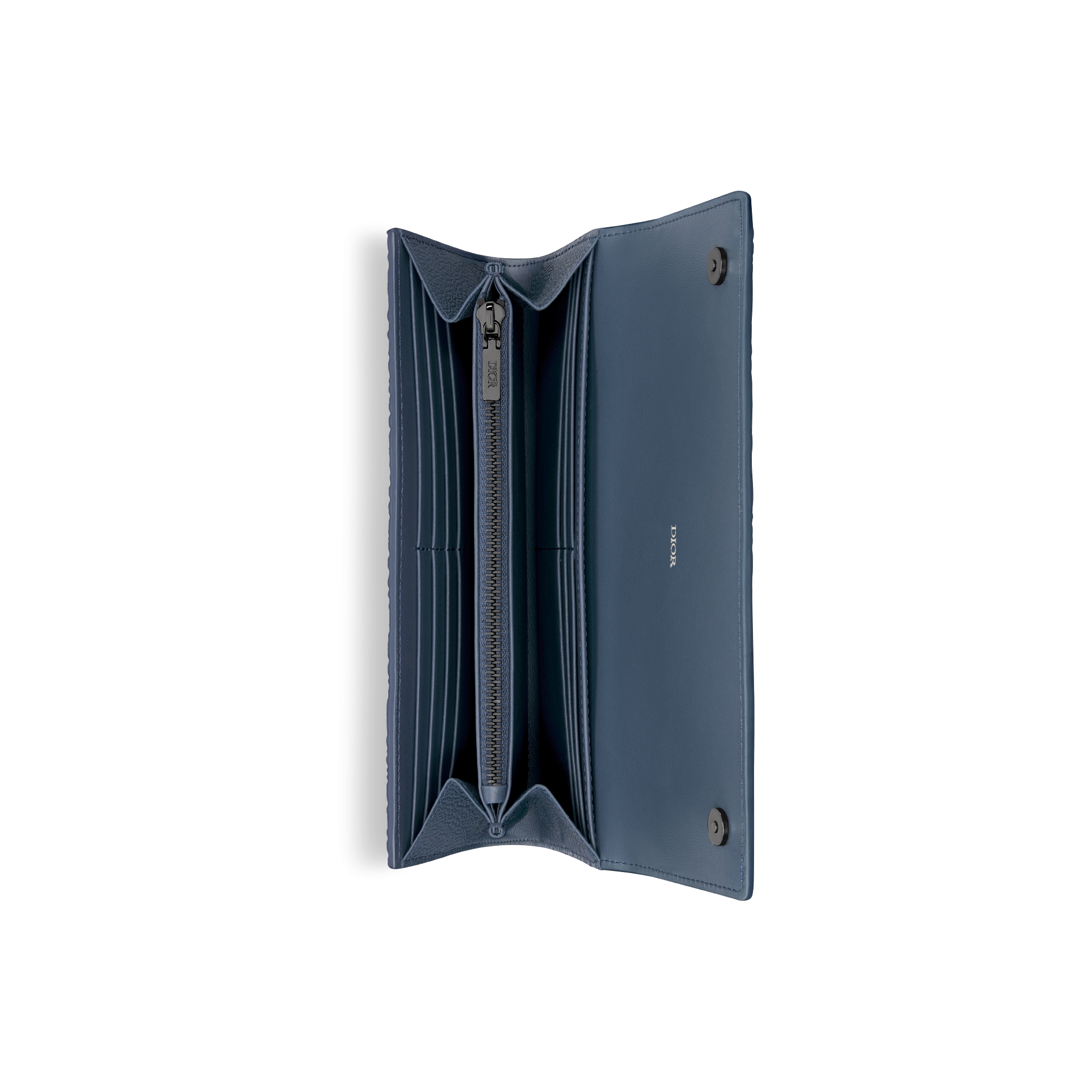 플랩 장지갑 네이비 블루 Dior Gravity Outline 가죽 E06