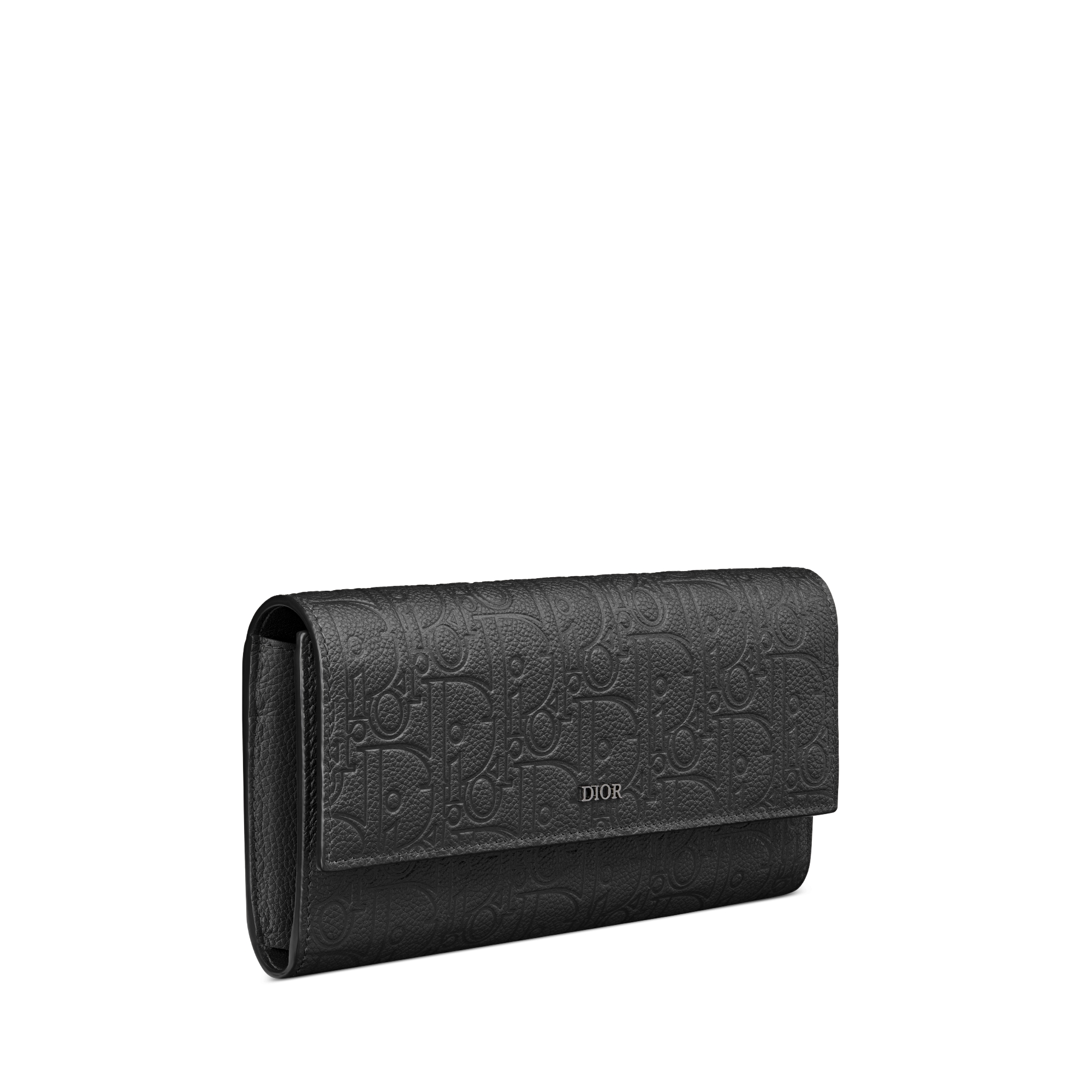 Langes Portemonnaie mit Umschlagklappe Dior Gravity Leder in Schwarz E03