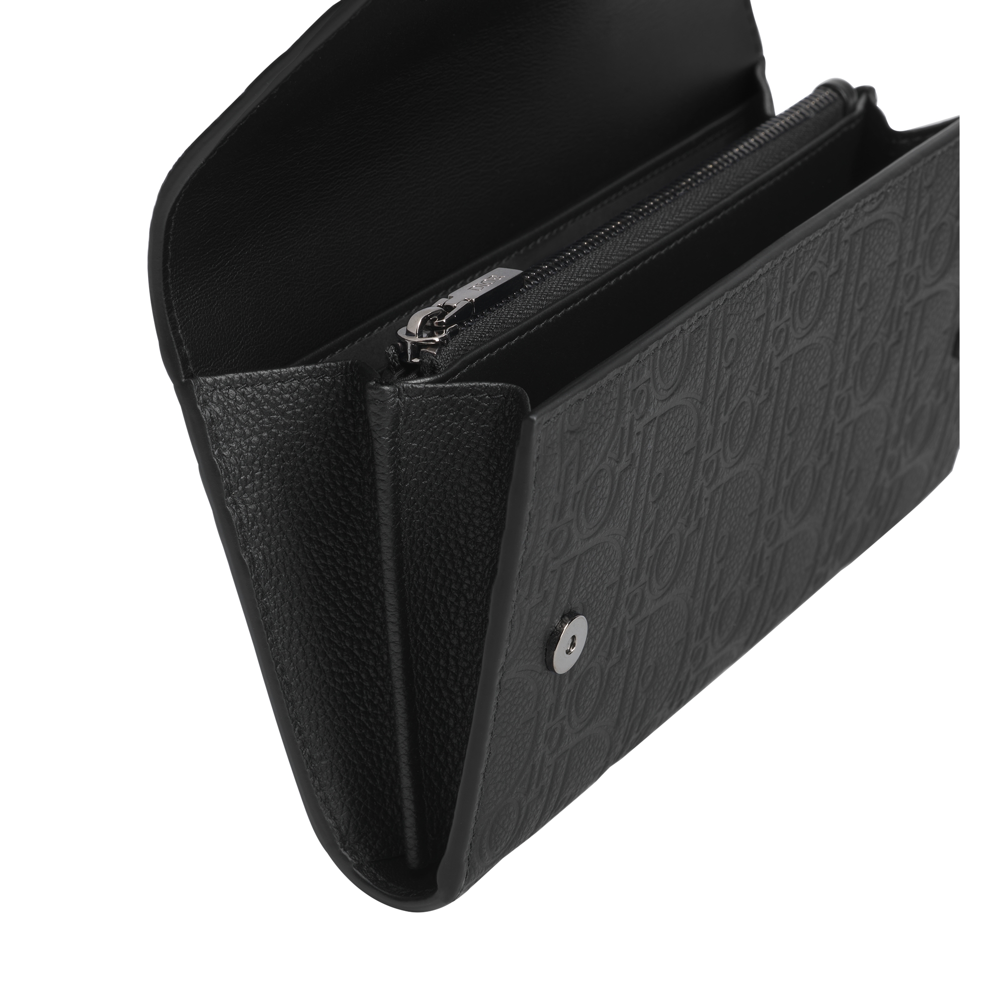 Long Flap Wallet Black Dior Gravity Leather E07