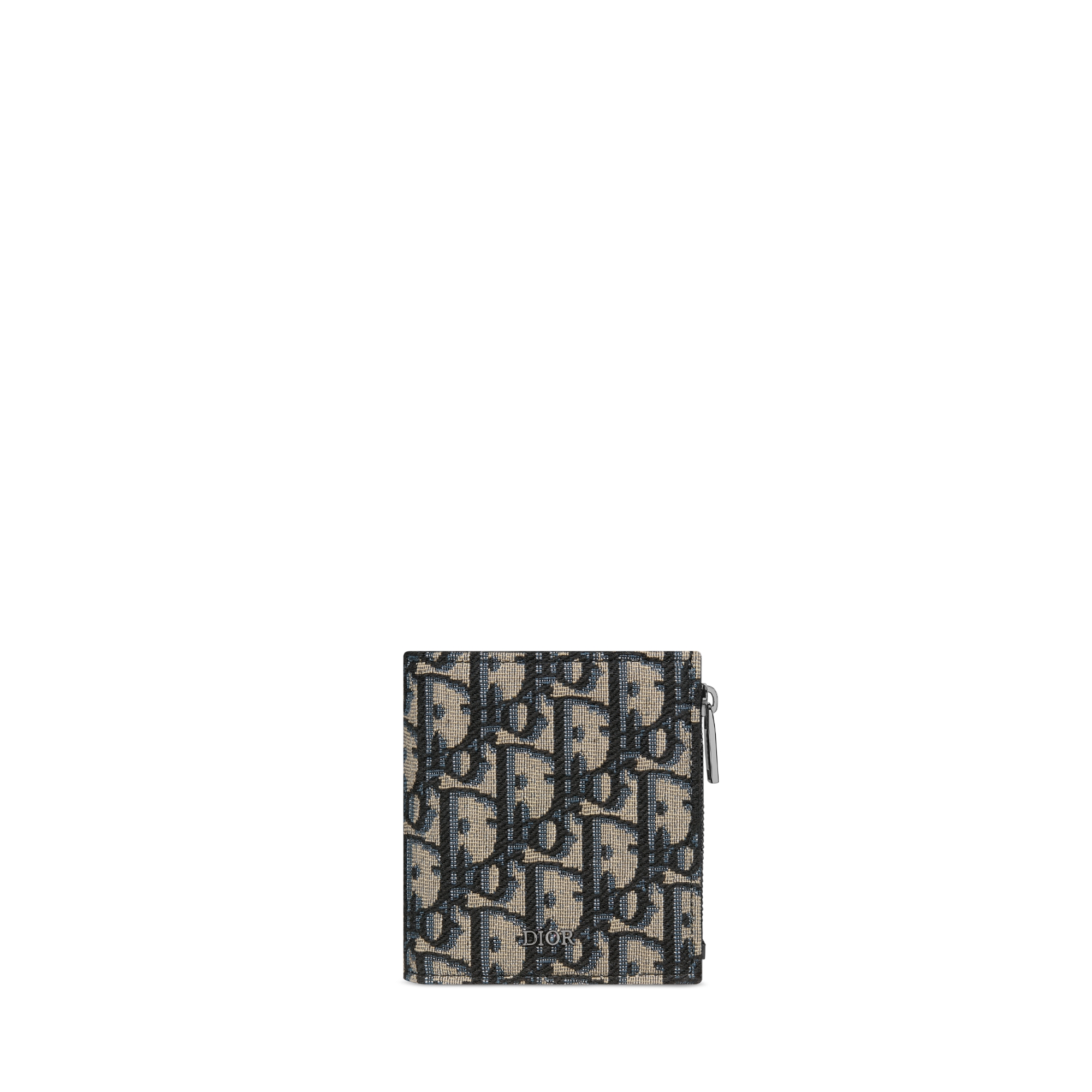 Bifold Wallet Beige and Black Dior Oblique Jacquard E01