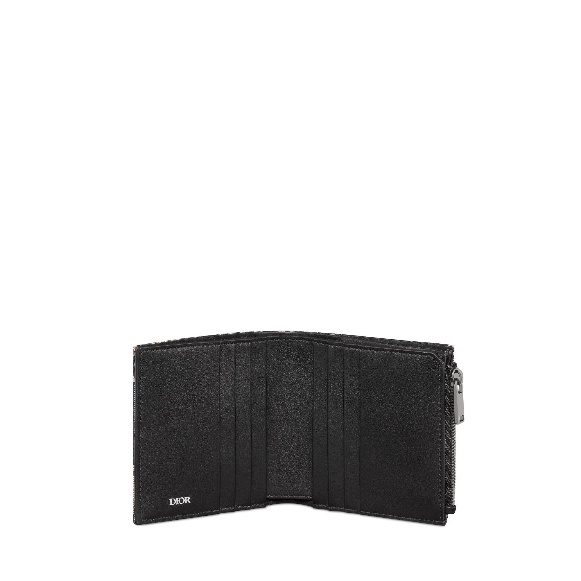 Bifold Wallet Beige and Black Dior Oblique Jacquard E07