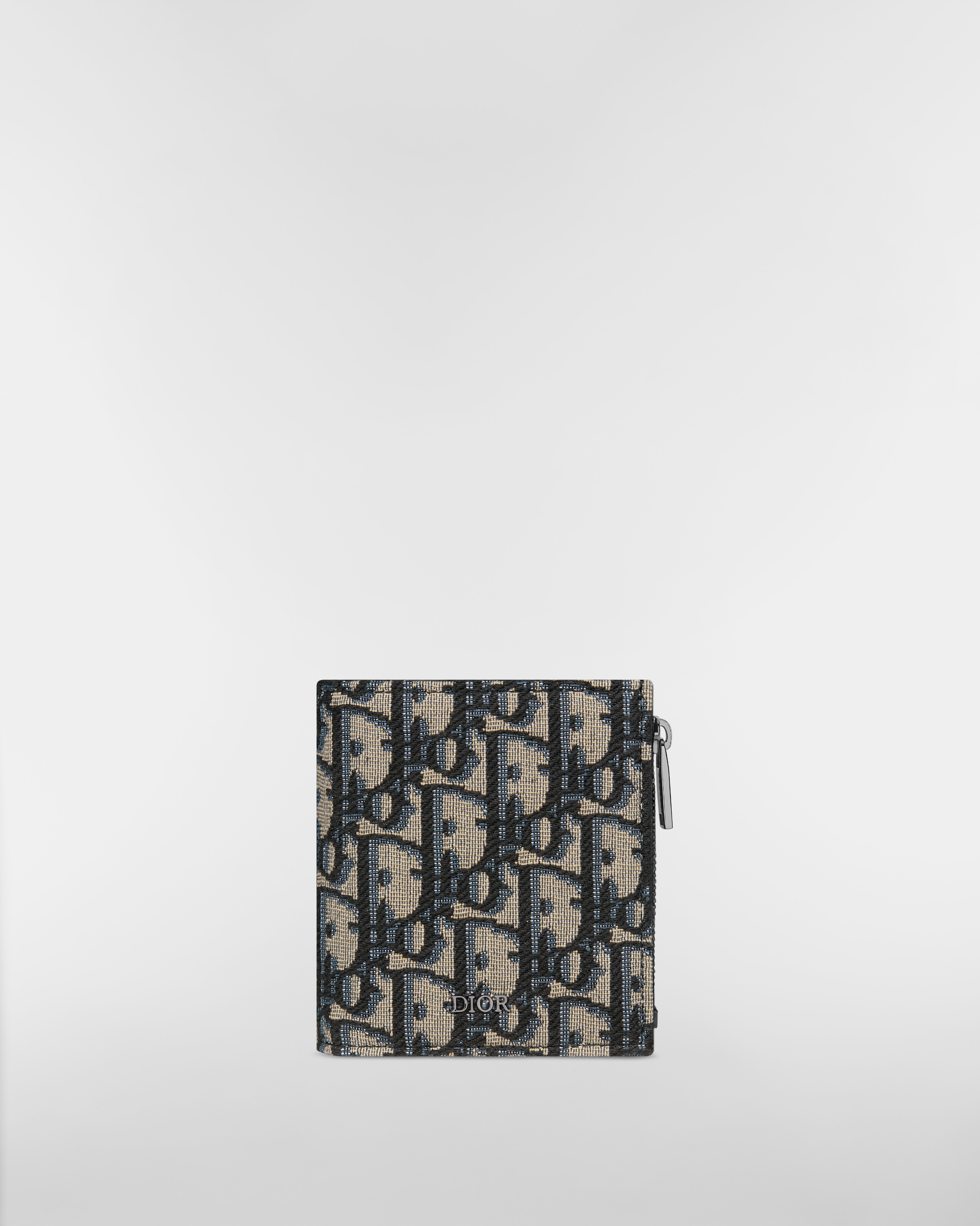 Bifold Wallet Beige and Black Dior Oblique Jacquard E01