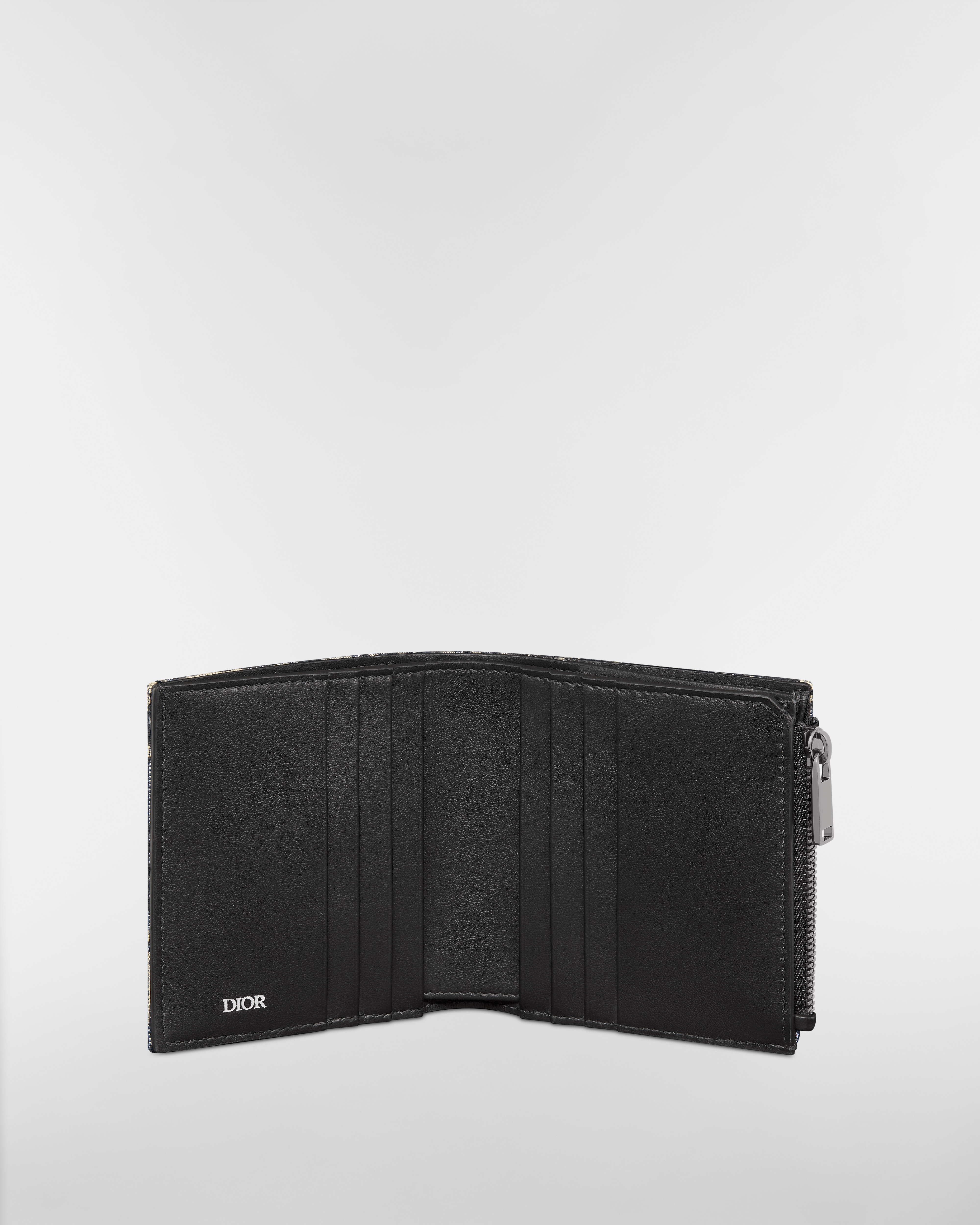 Bifold Wallet Beige and Black Dior Oblique Jacquard E07