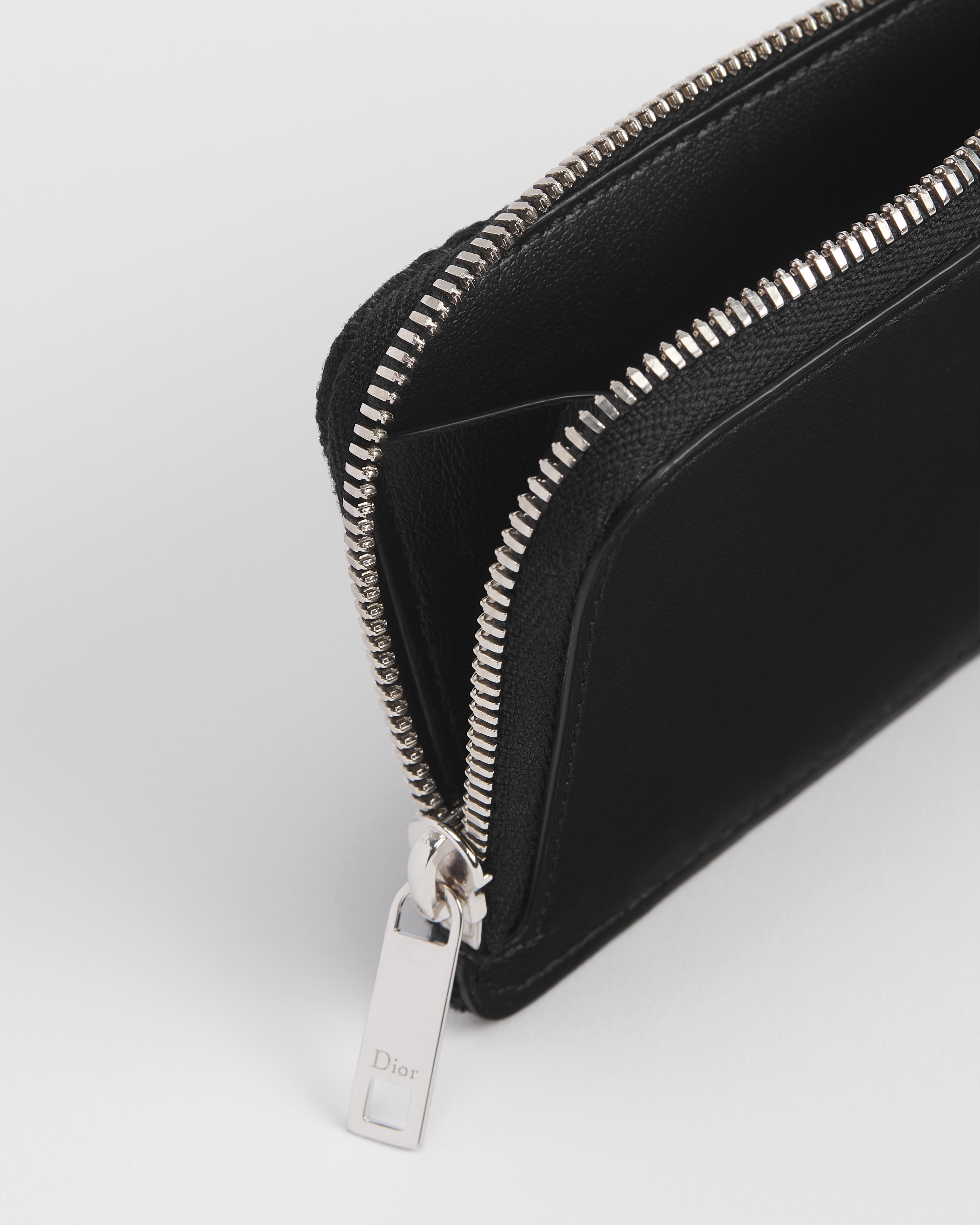 拉鏈卡片套 黑色 Dior Oblique 緹花 E06