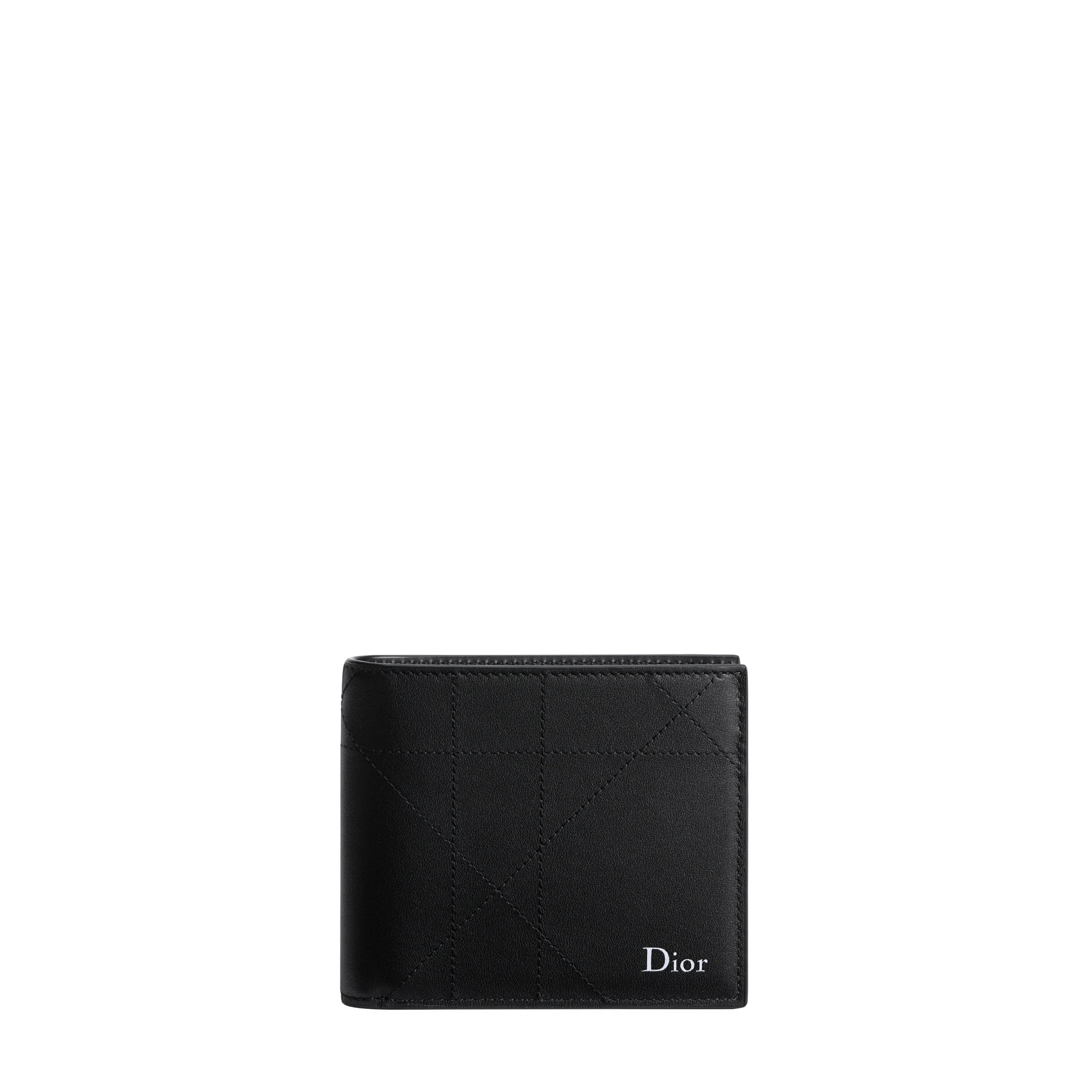 Wallet with Coin Pocket Black Cannage Calfskin | DIOR