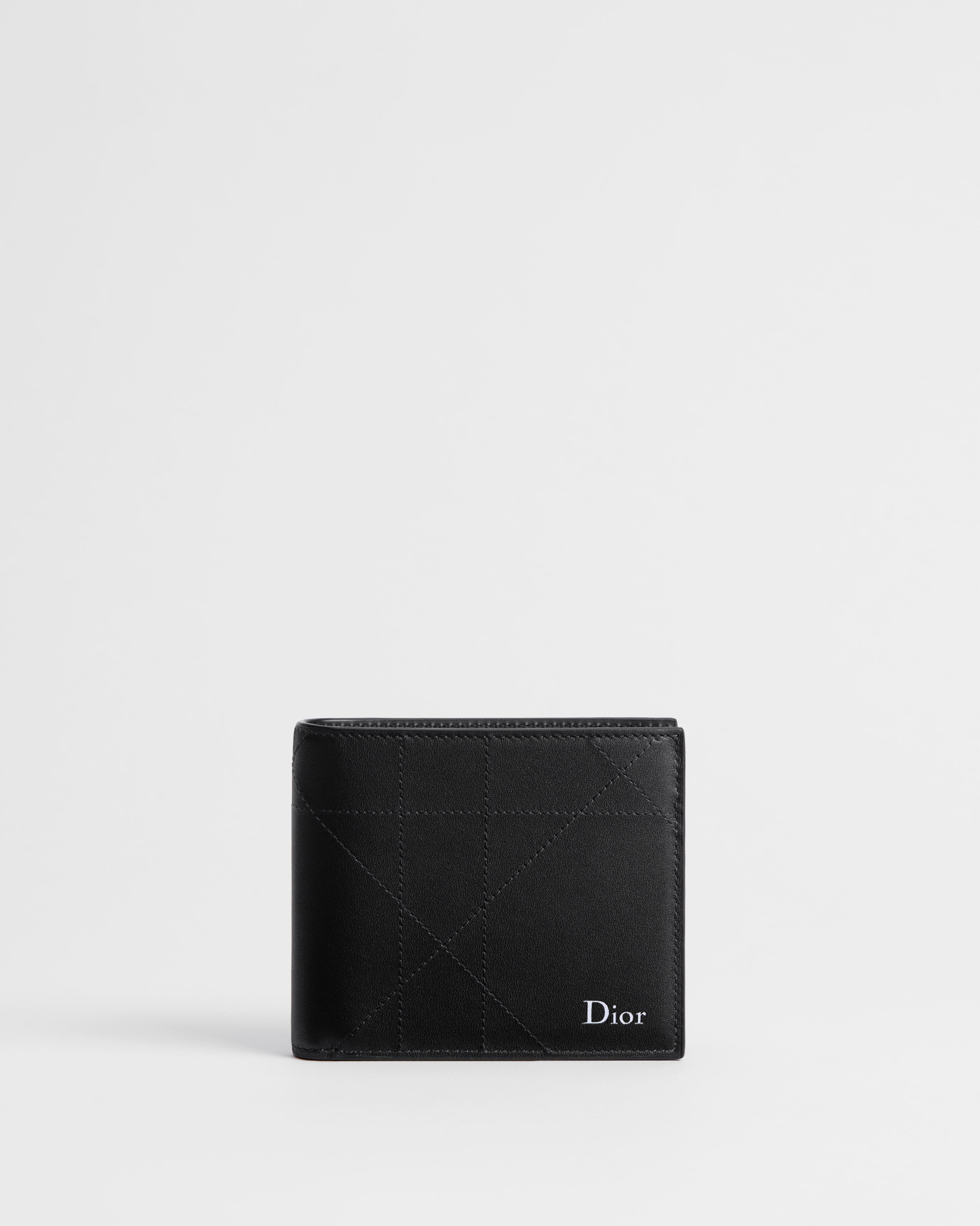 Wallet with Coin Pocket Black Cannage Calfskin E01