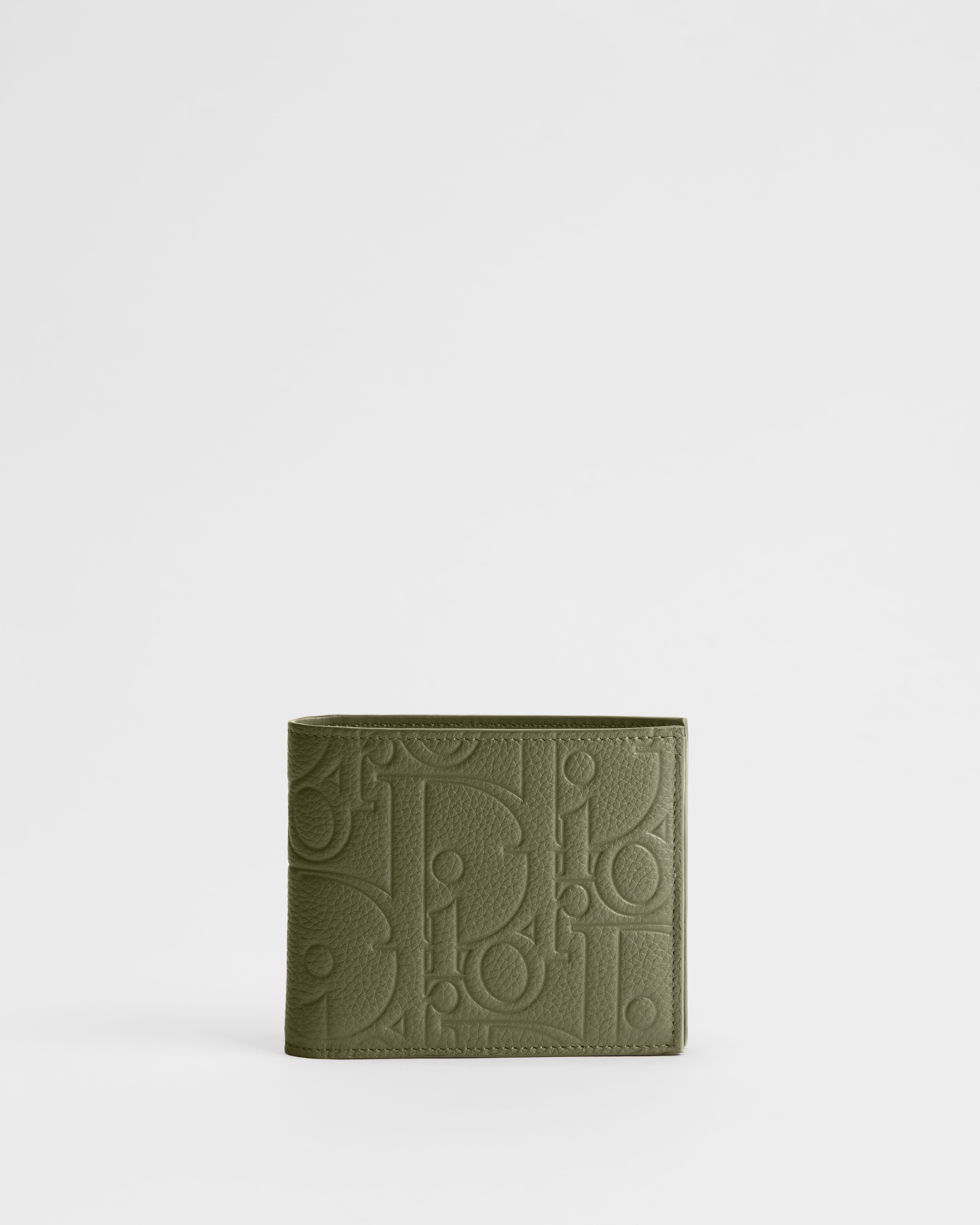 Wallet with Coin Pocket Khaki Dior Gravity Grained Leather E01