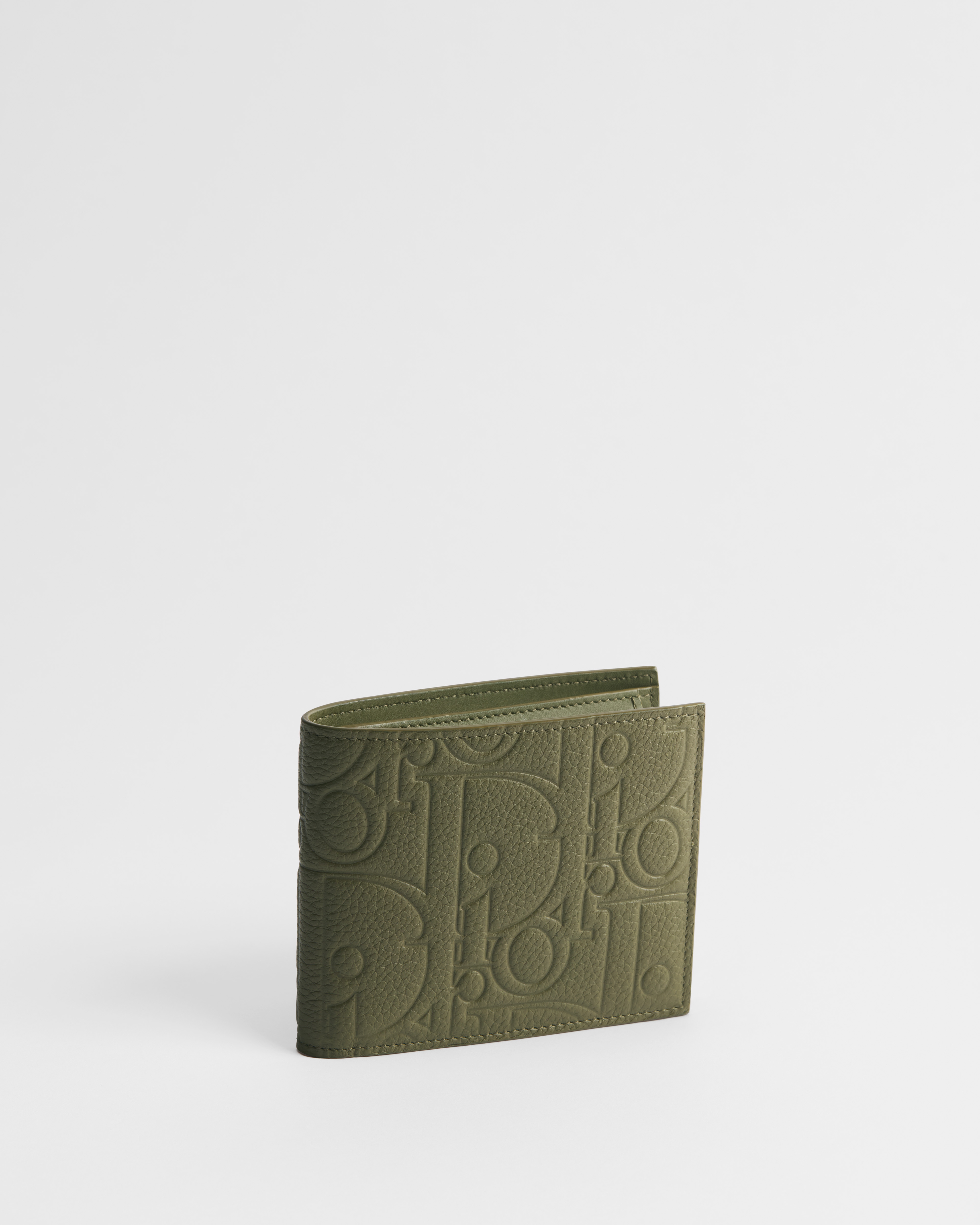 Wallet with Coin Pocket Khaki Dior Gravity Grained Leather E03