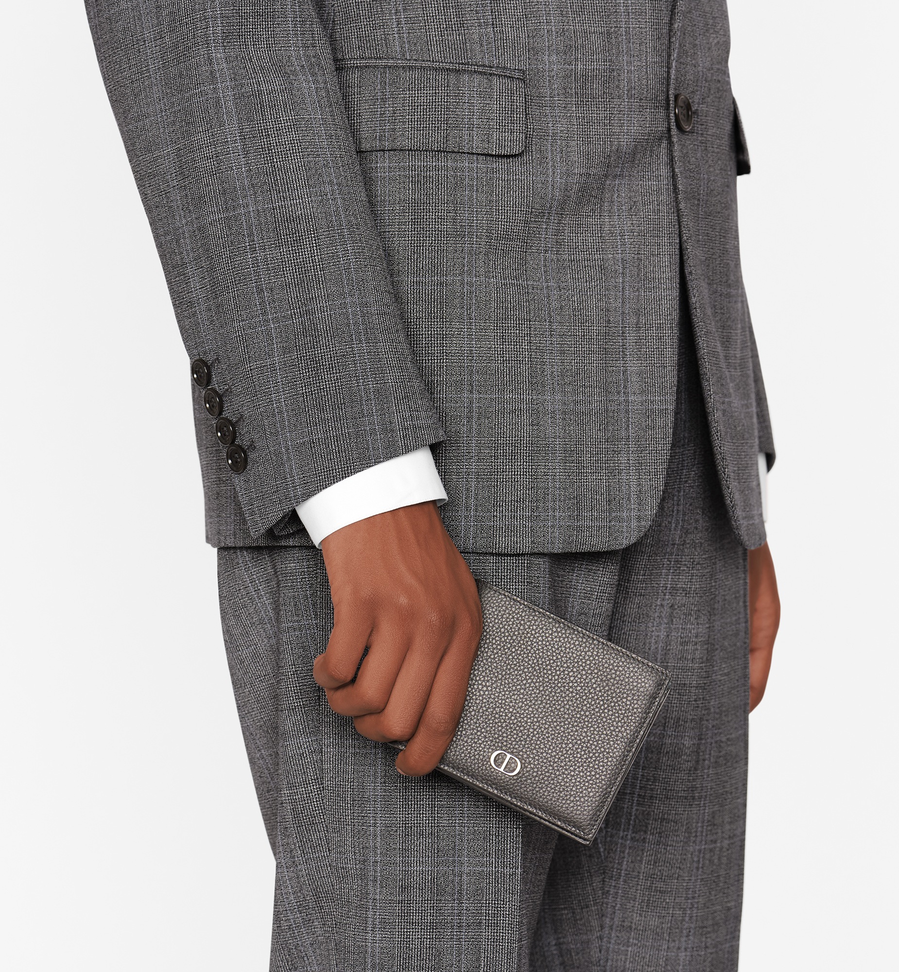 Bifold-portemonnee met CD Icon-kenmerk Zwart generfd kalfsleer E11