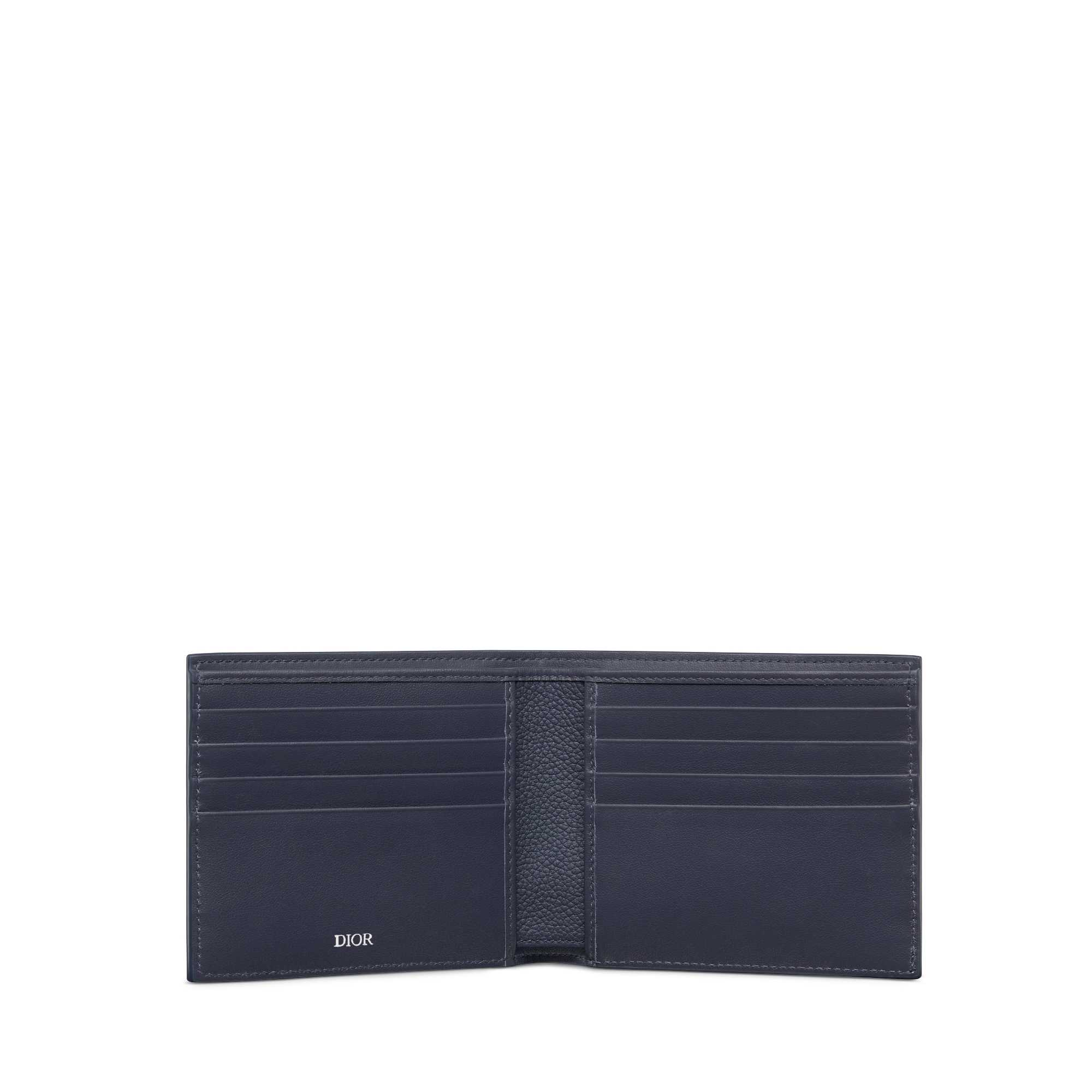 CD Icon 對折錢包 海軍藍粒面小牛皮 E07