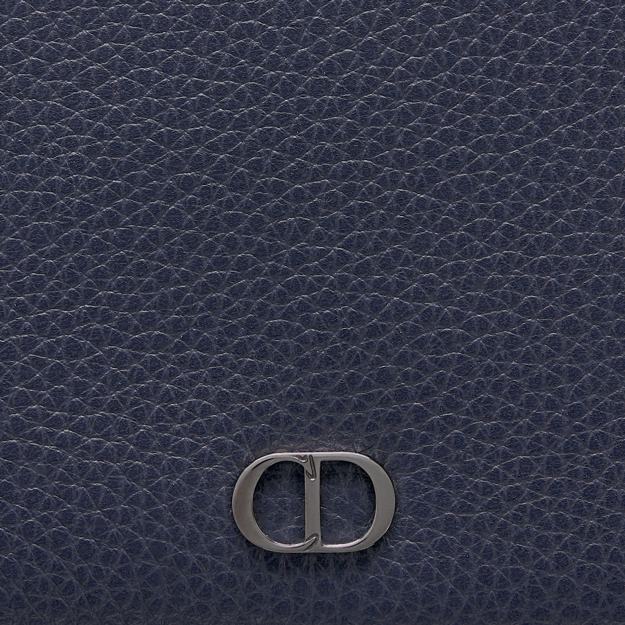 CD Icon Bifold Wallet Navy Blue Grained Calfskin E09