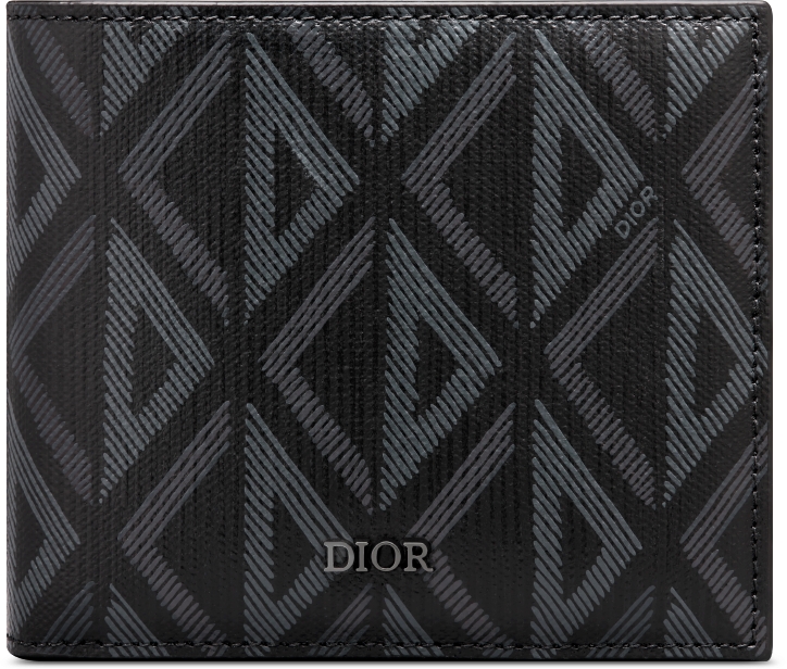 Bifold Wallet Dior Gray Coated Cotton Canvas with CD Diamond Print | DIOR