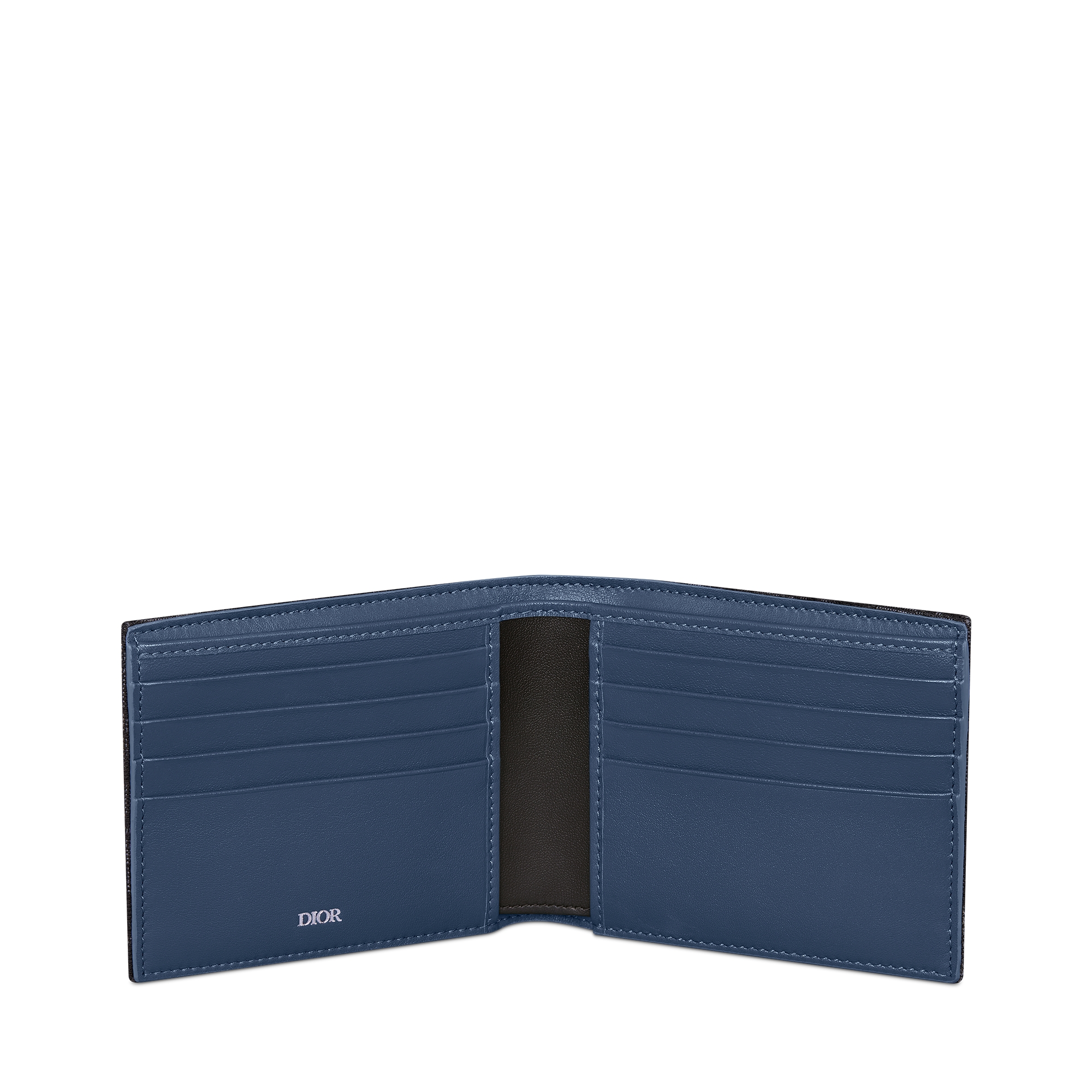對折錢包 黑色 Dior Oblique 緹花和拼色 Dior Mountain 徽章 E07