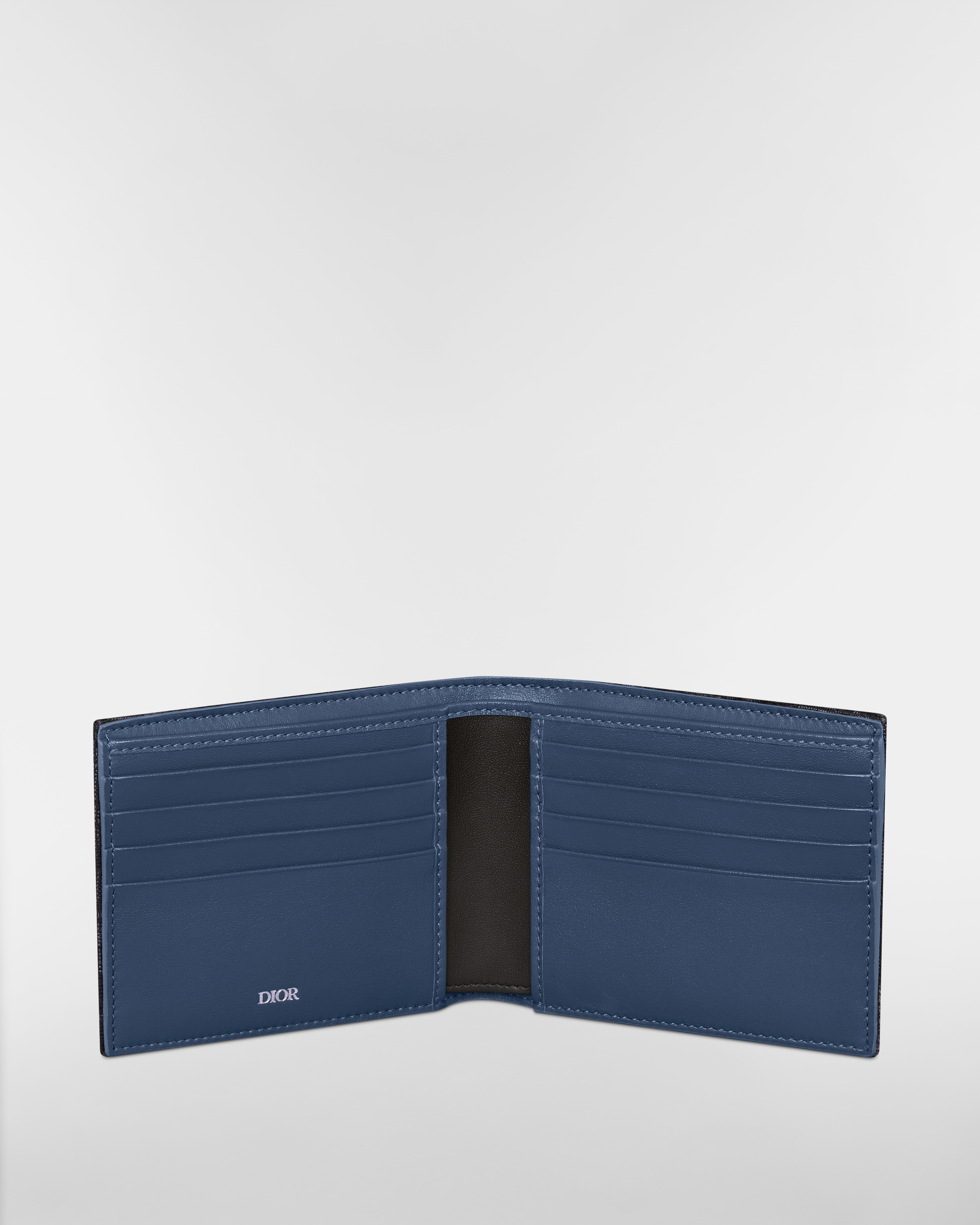 Portefeuille à deux volets Toile jacquard Dior Oblique noir et patchs Dior Mountain multicolores E07