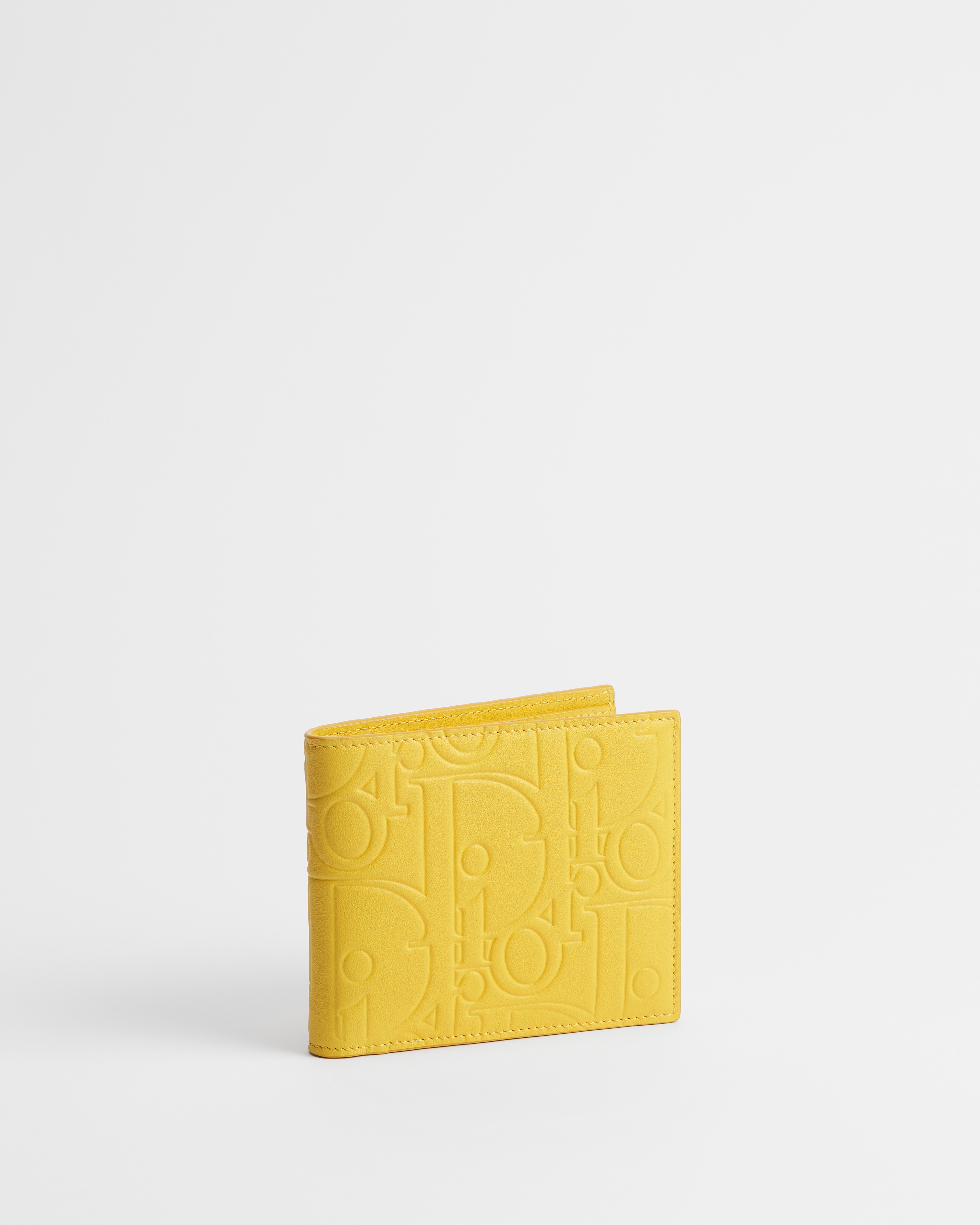 對折短夾 黃色 Dior Gravity 光滑皮革 E03