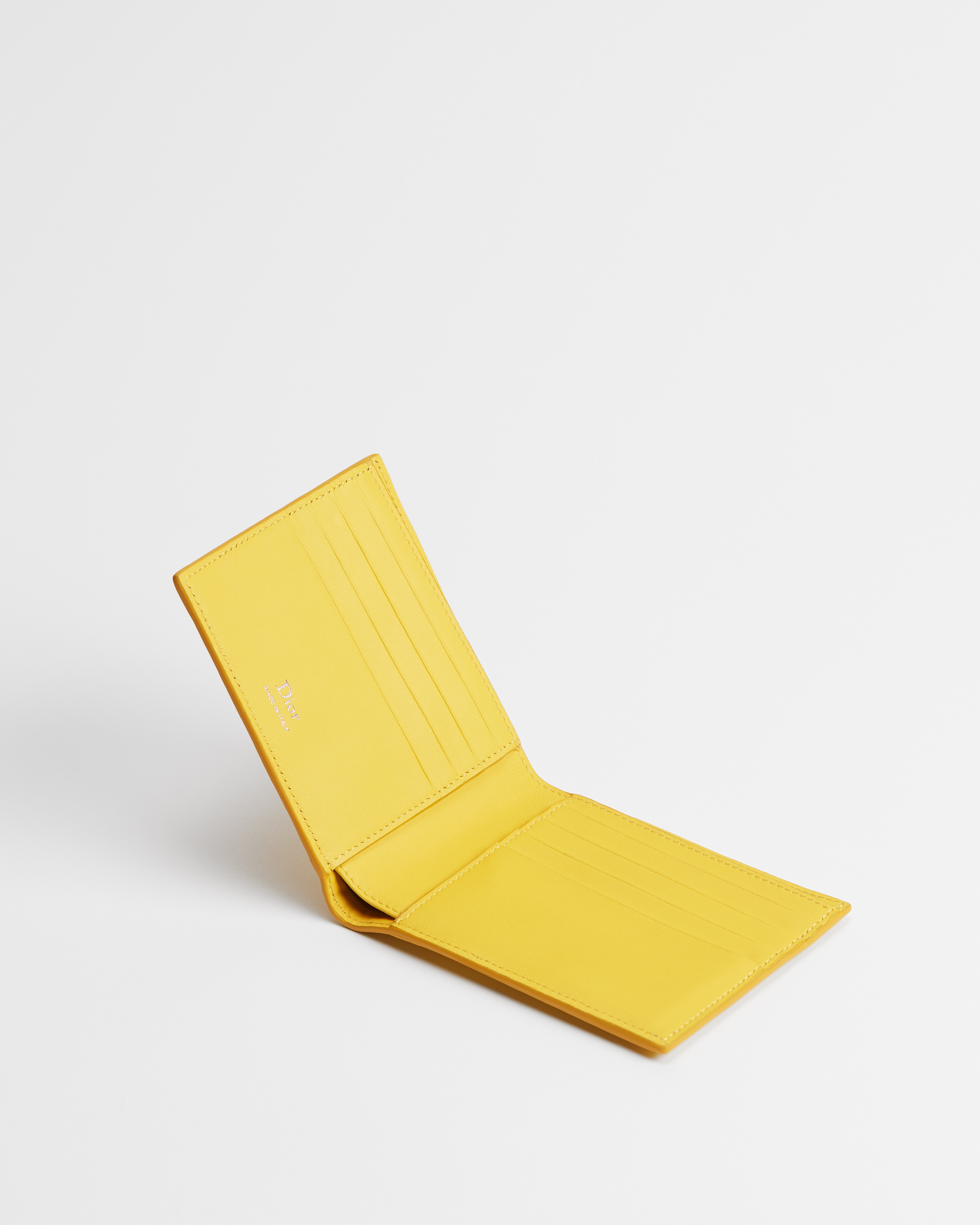 對折短夾 黃色 Dior Gravity 光滑皮革 E07