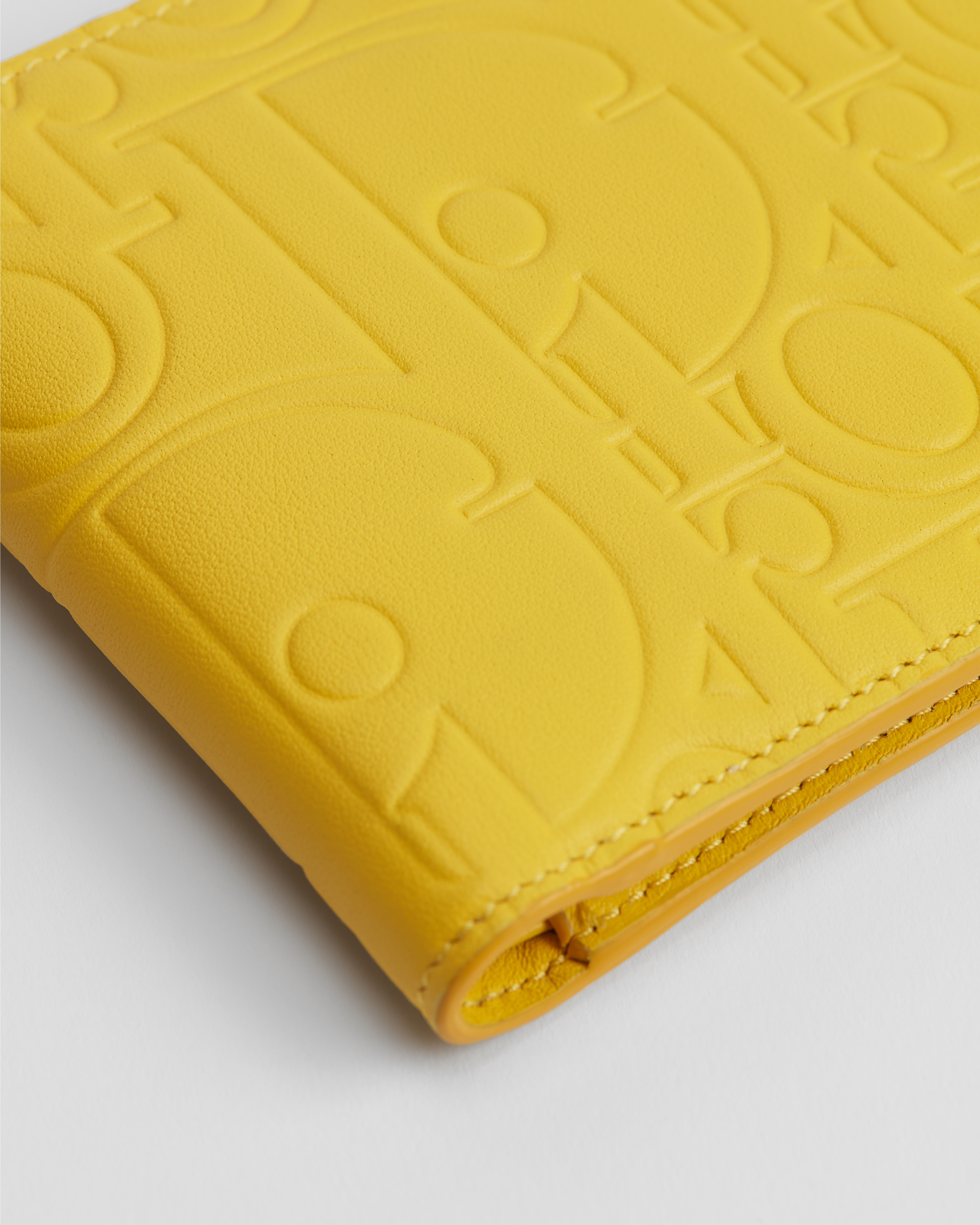 對折短夾 黃色 Dior Gravity 光滑皮革 E09