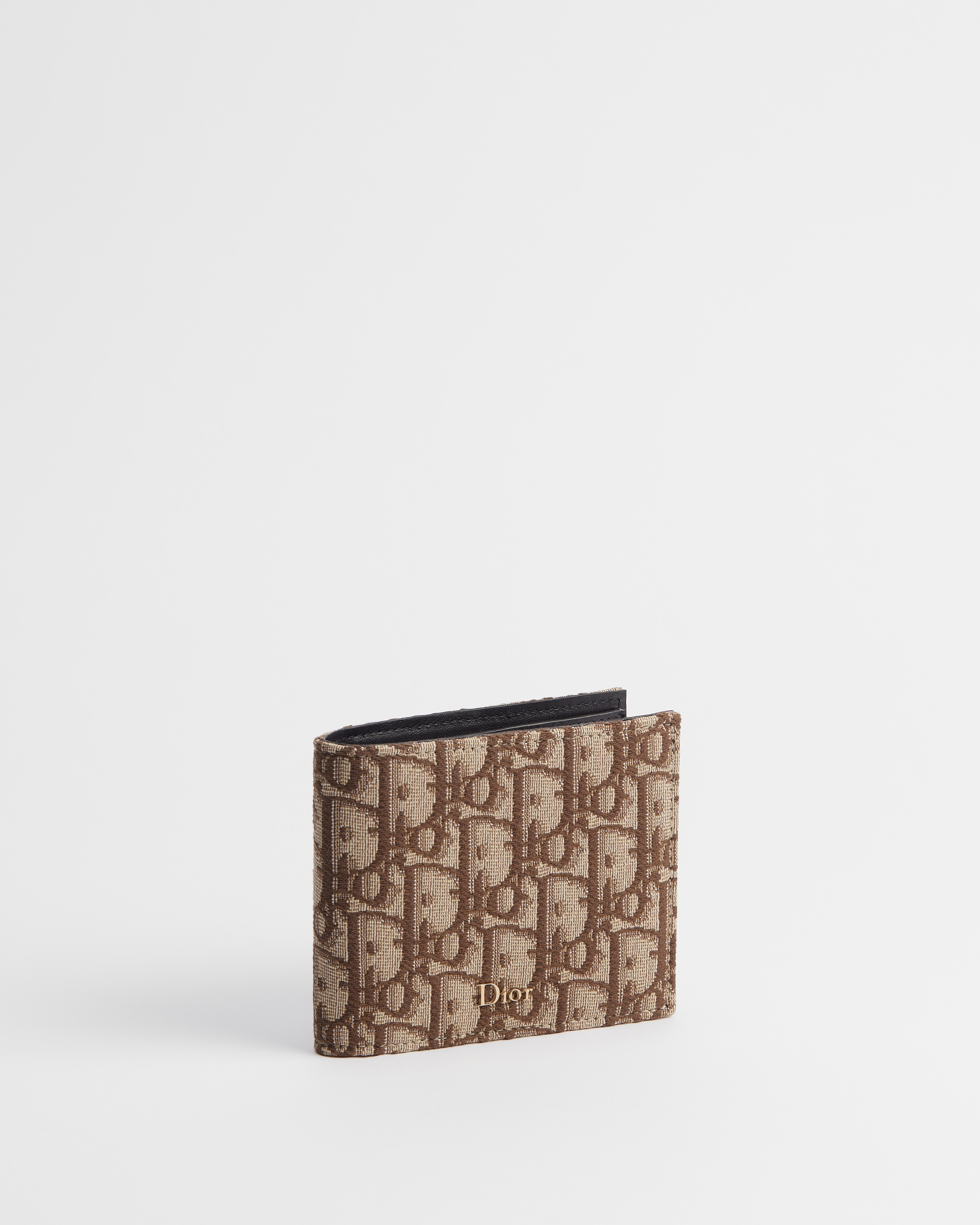 محفظة ثنائية الطيّ نمط ديور أوبليك البني بحبك الجاكار E03