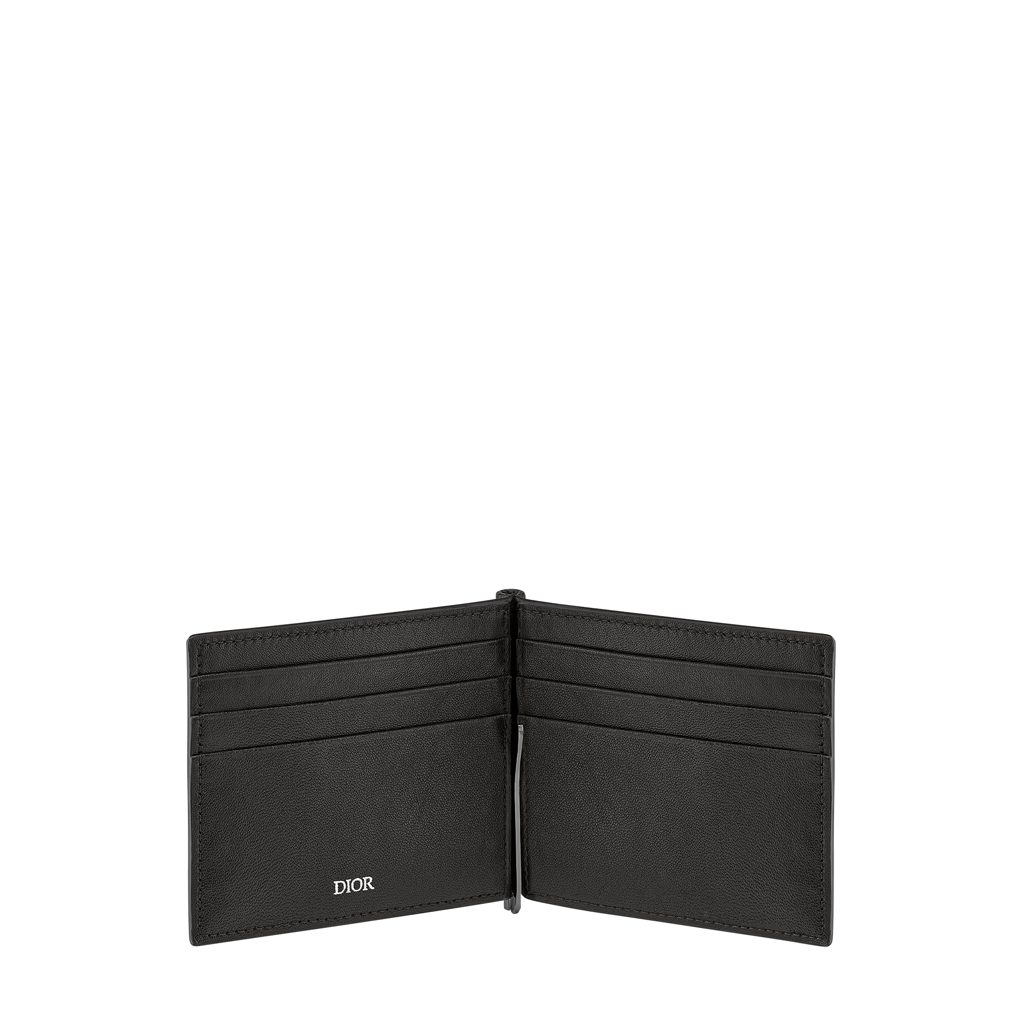 Wallet with Money Clip Black Grained Calfskin with CD Icon Signature E07