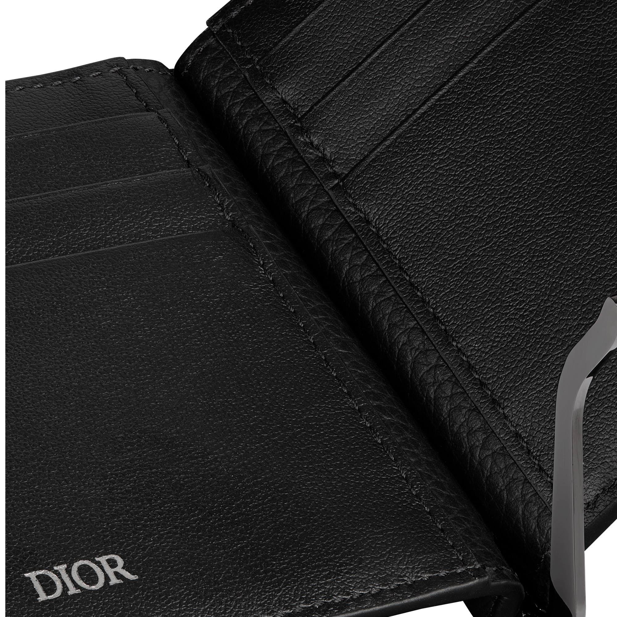 Wallet with Money Clip Black Grained Calfskin with CD Icon Signature E10