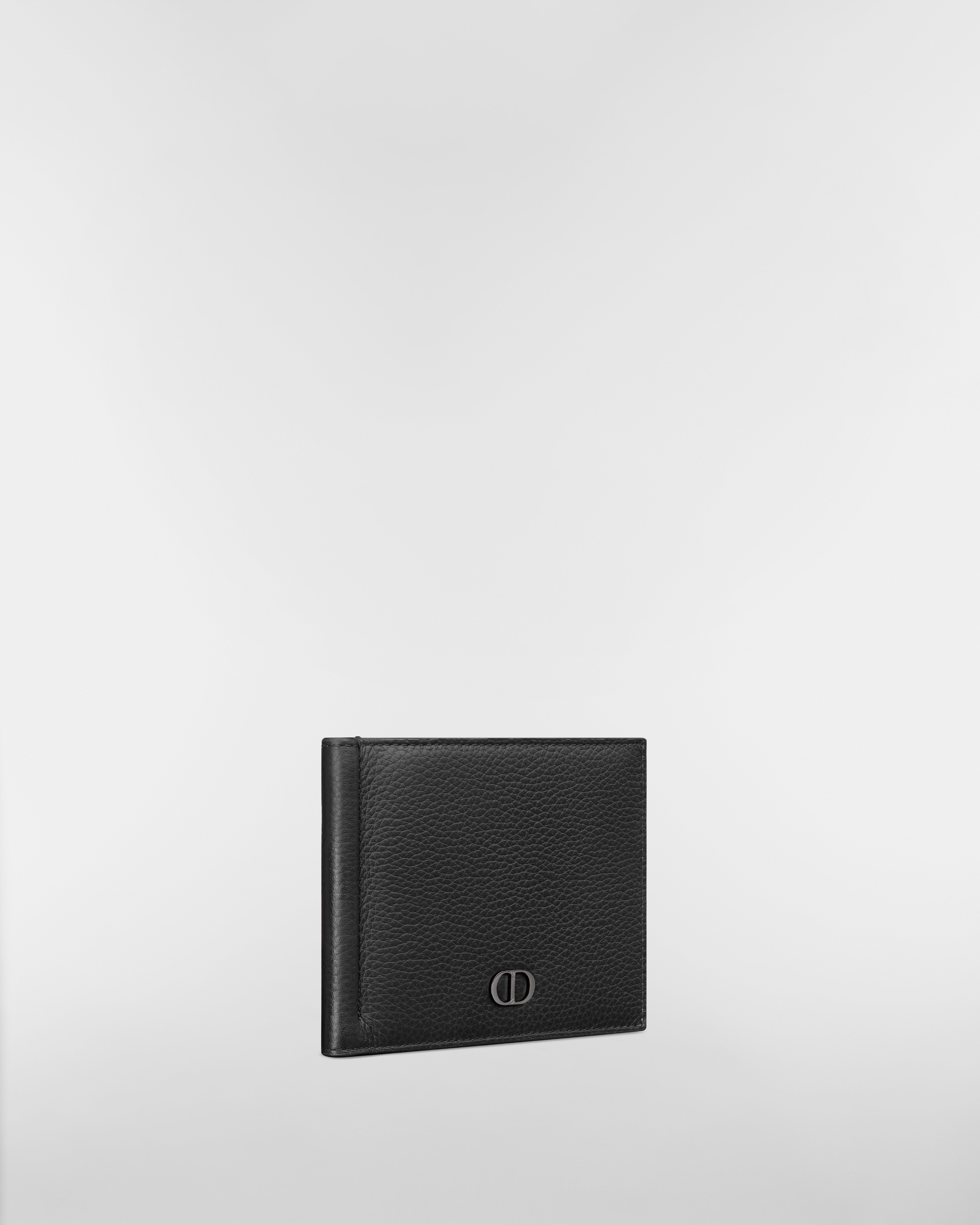Portemonnaie mit Geldscheinklammer Genarbtes Kalbsleder in Schwarz mit CD Icon Detail E03