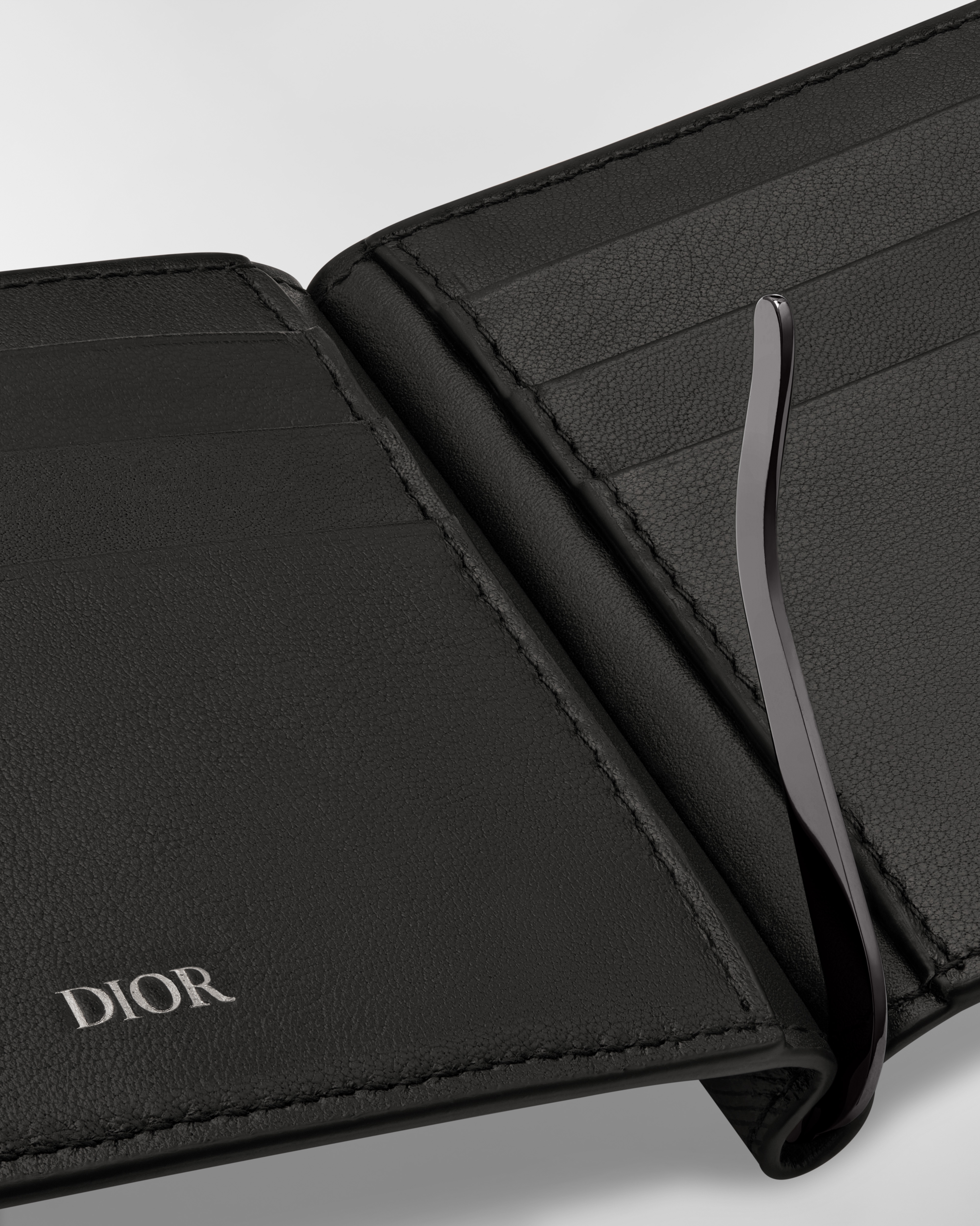 Cartera con pinza para billetes Dior Oblique en jacquard negro E10