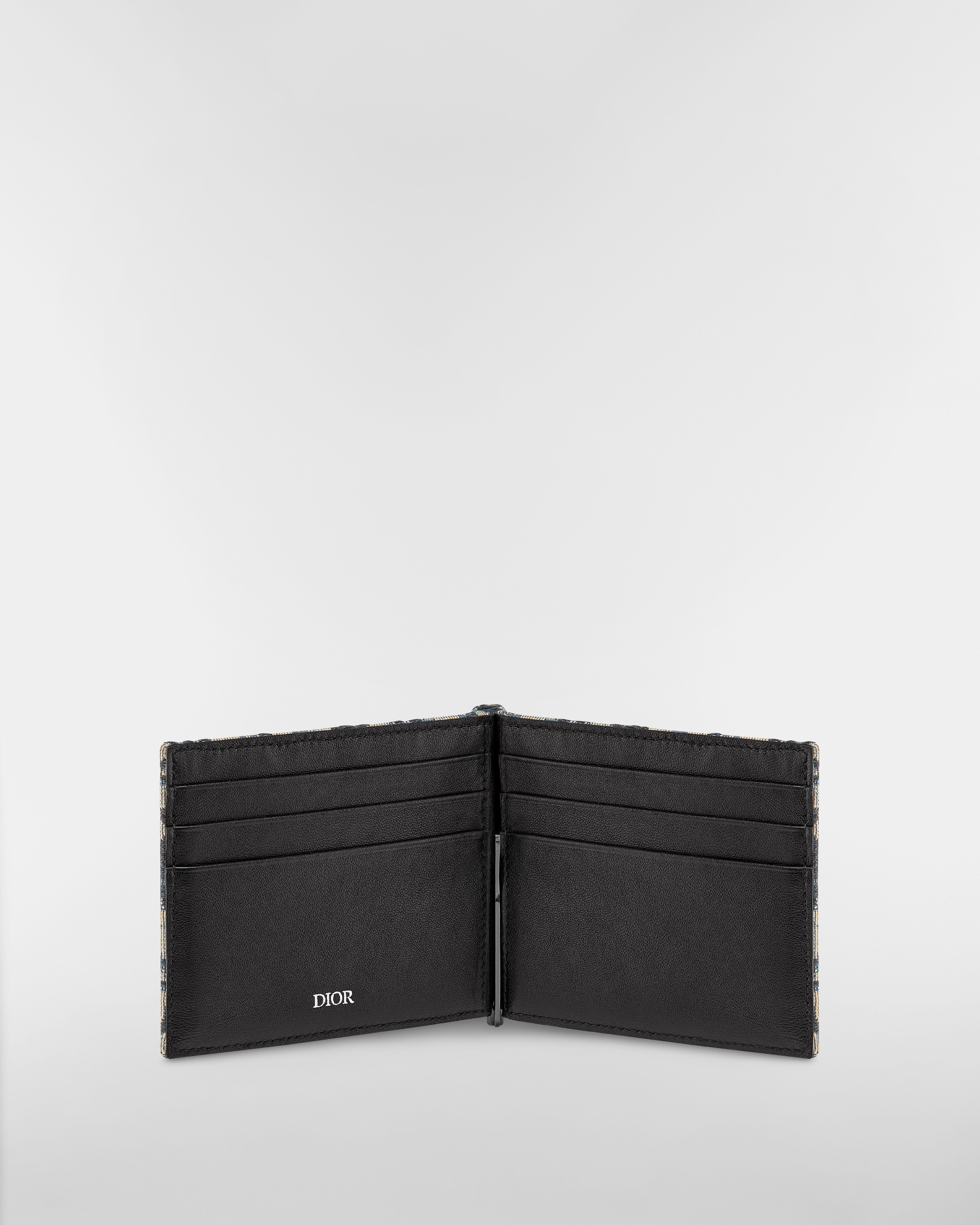 Wallet with Money Clip Beige and Black Dior Oblique Jacquard E07